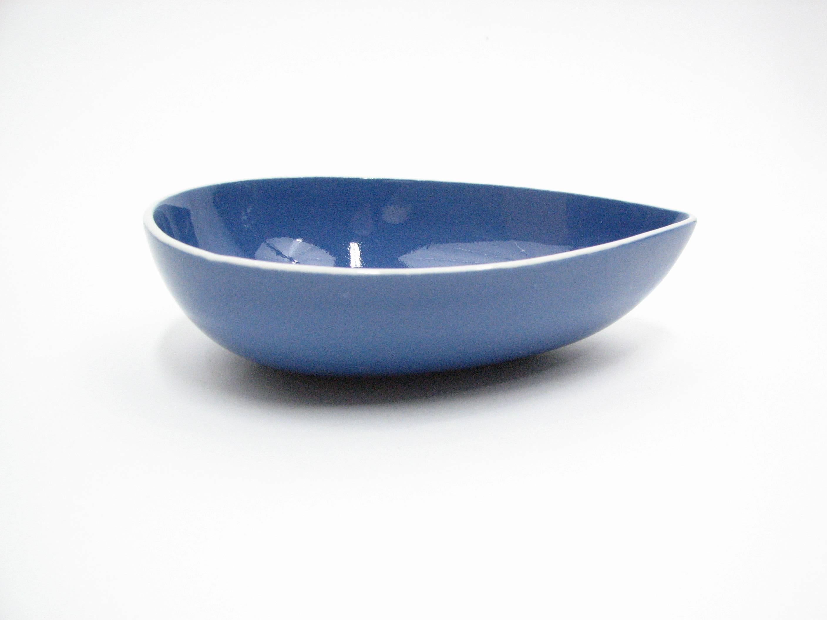 Pristine Blue Teardrop Bowl by Stig Lindberg for Gustavsberg 1