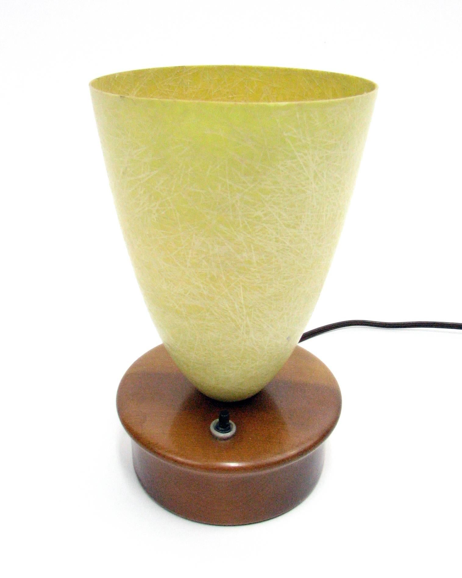 American Mid-Century Uplight Lamp with Fiberglass Shade and Oregon Myrtlewood Base For Sale