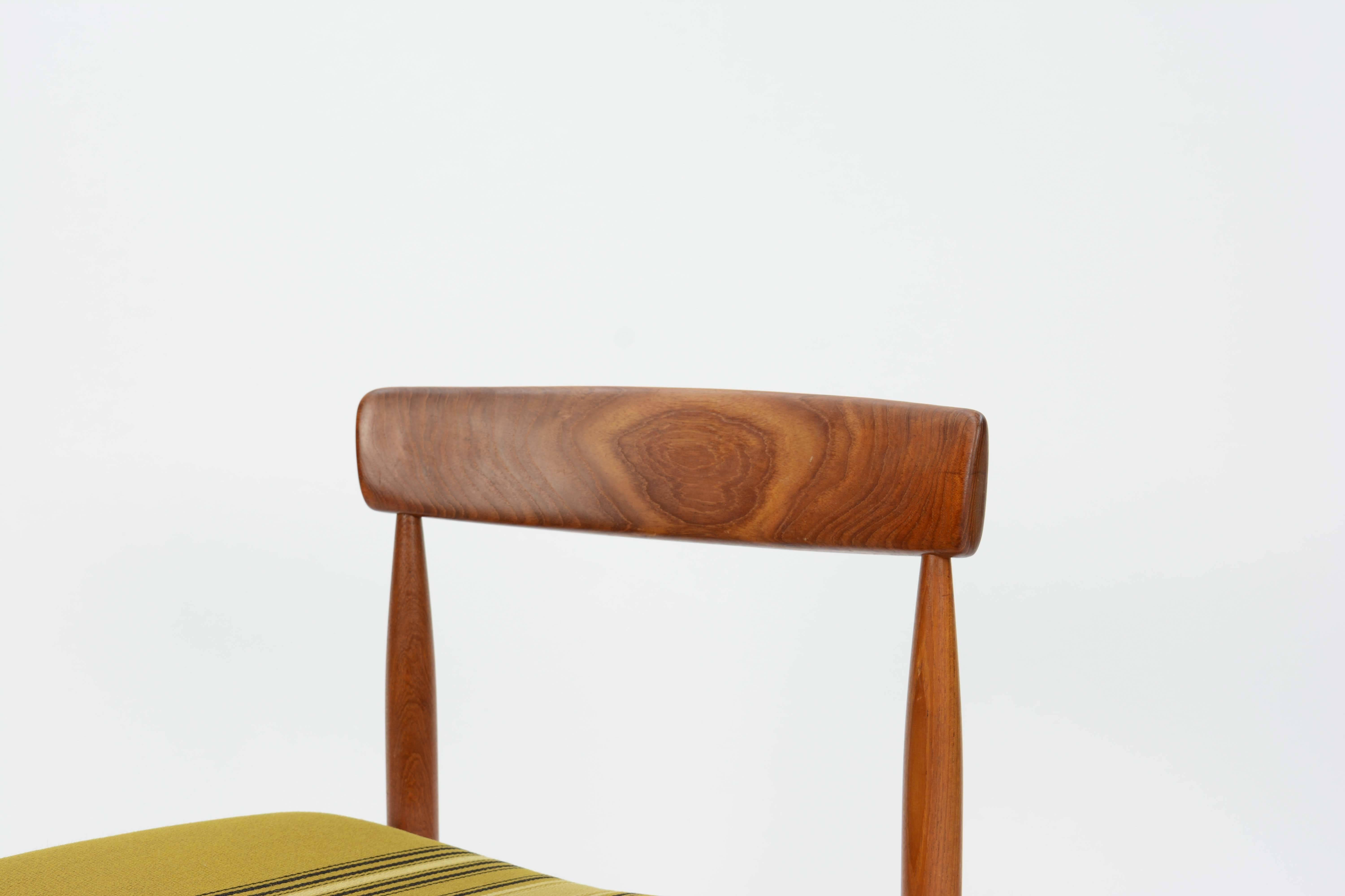 Set of Six Hans Olsen Teak Dining Chair with Danish Stripped Wool Seats, 1966 1