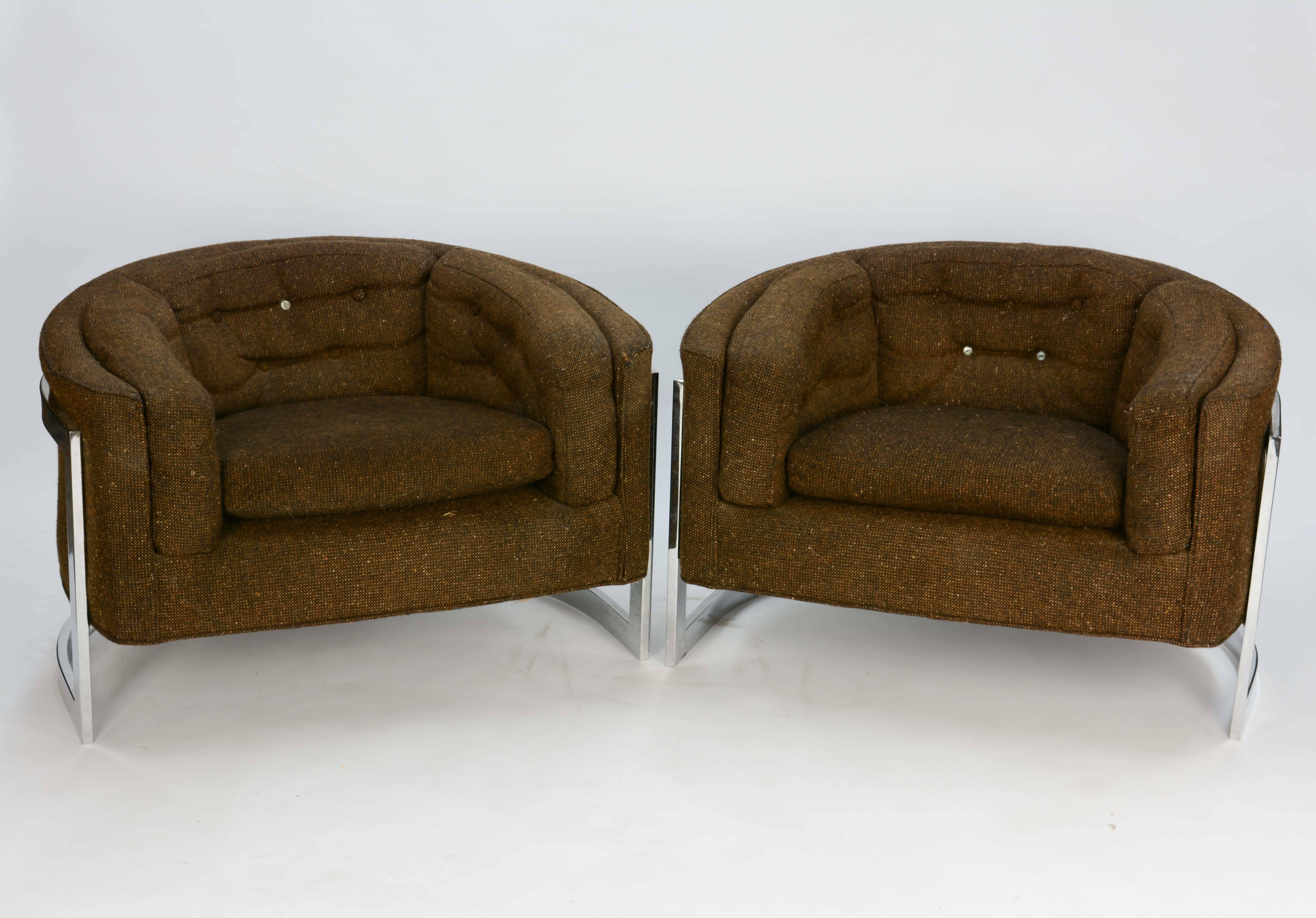 Mid-Century Modern Metropolitan of San Francisco Monumental Club Chairs by Jules Heumann