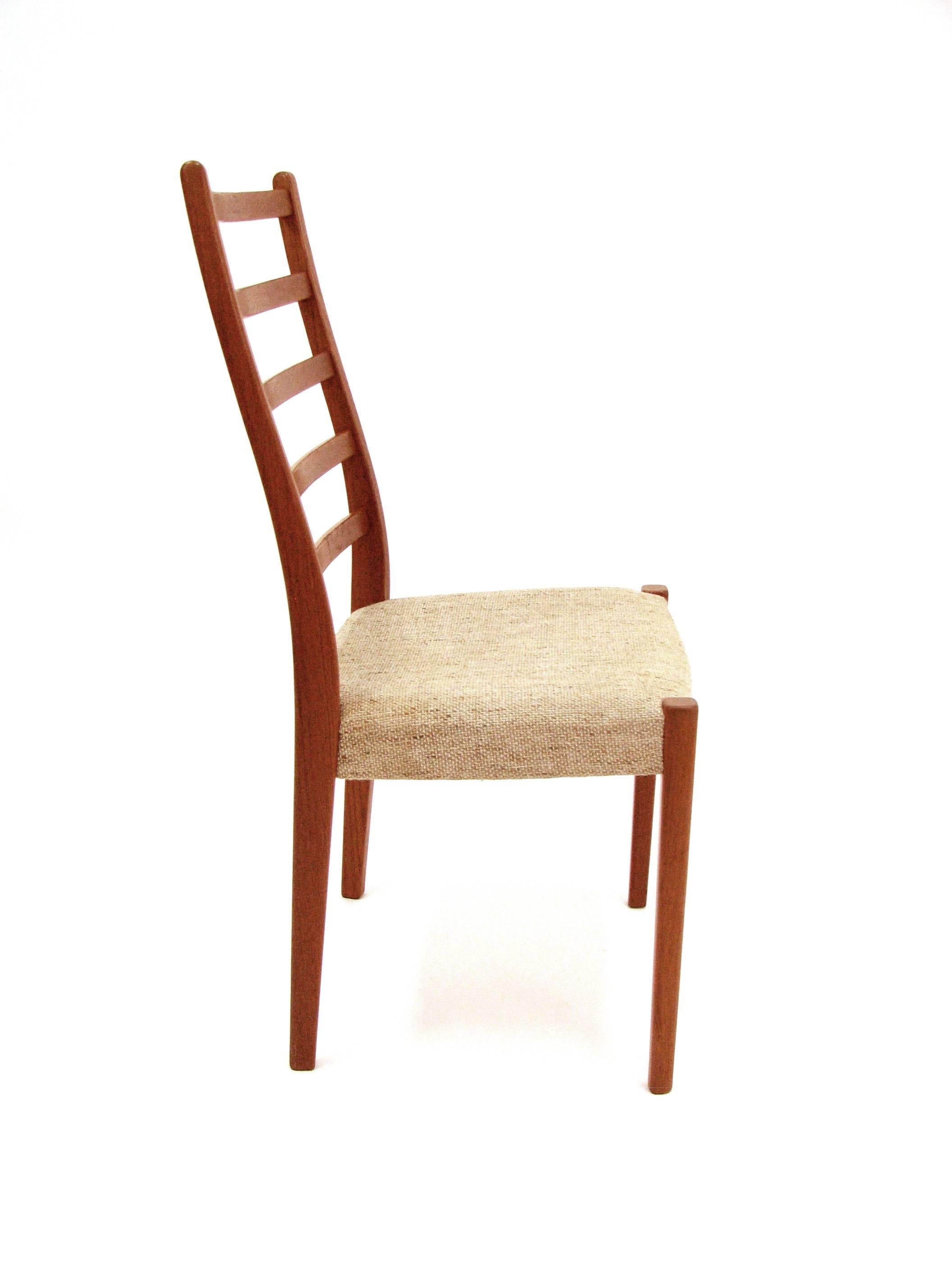 Mid-Century Modern Set of Four Teak Ladder Back Swedish Dining Chairs by Svegards Markaryd