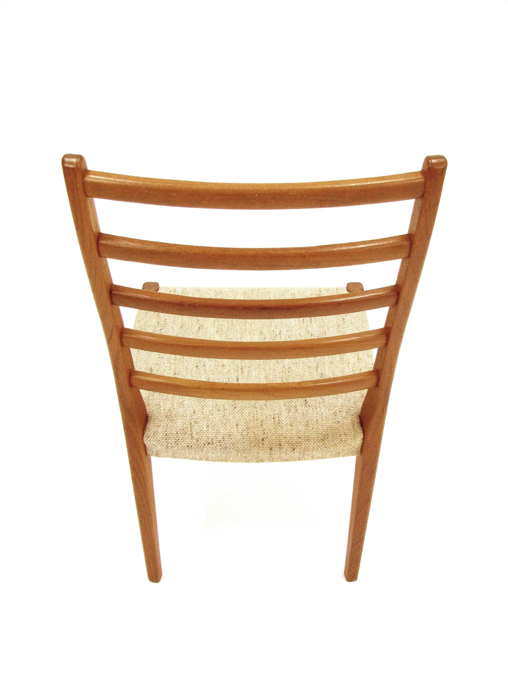 Woven Set of Four Teak Ladder Back Swedish Dining Chairs by Svegards Markaryd