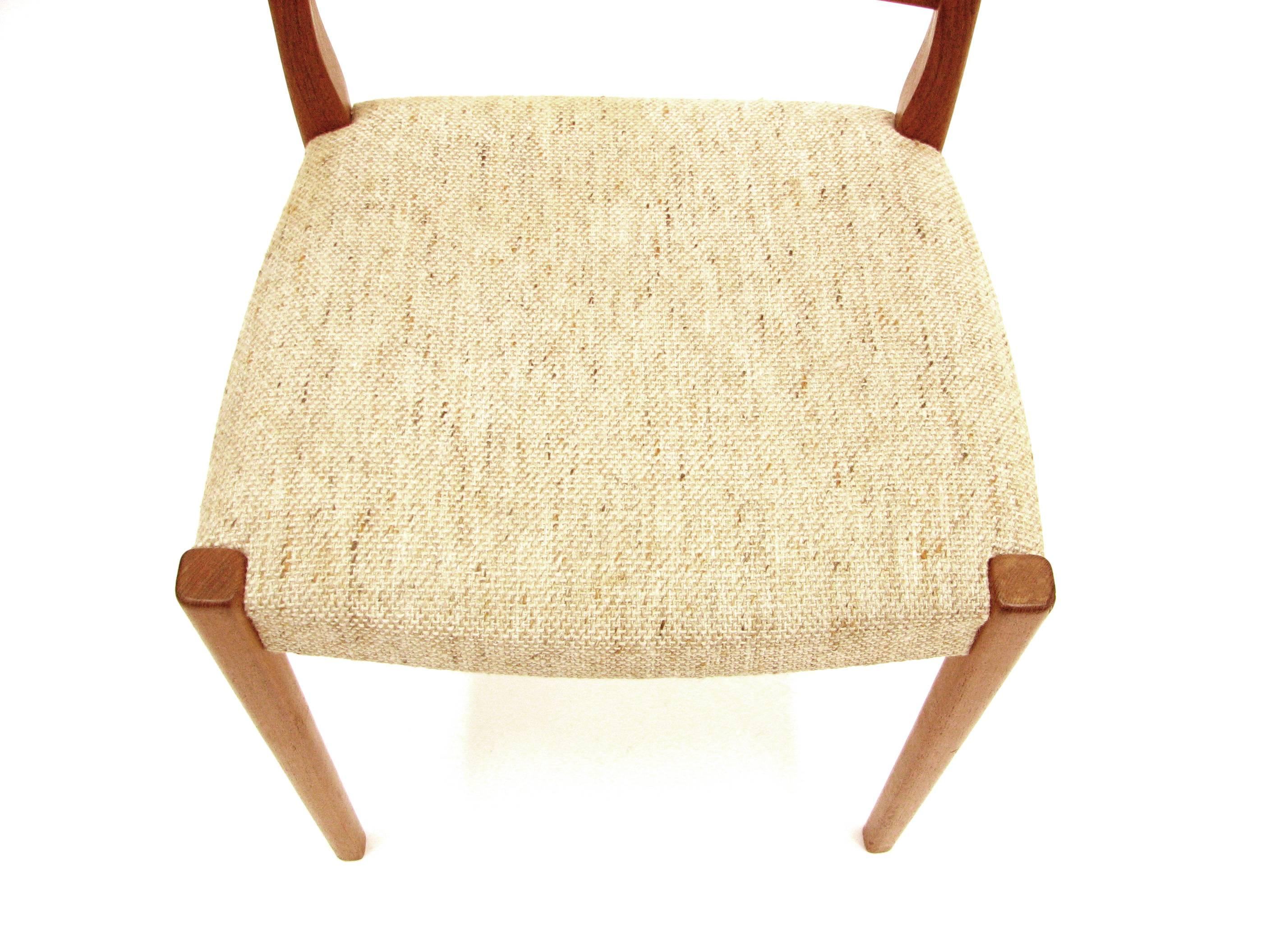 Wool Set of Four Teak Ladder Back Swedish Dining Chairs by Svegards Markaryd