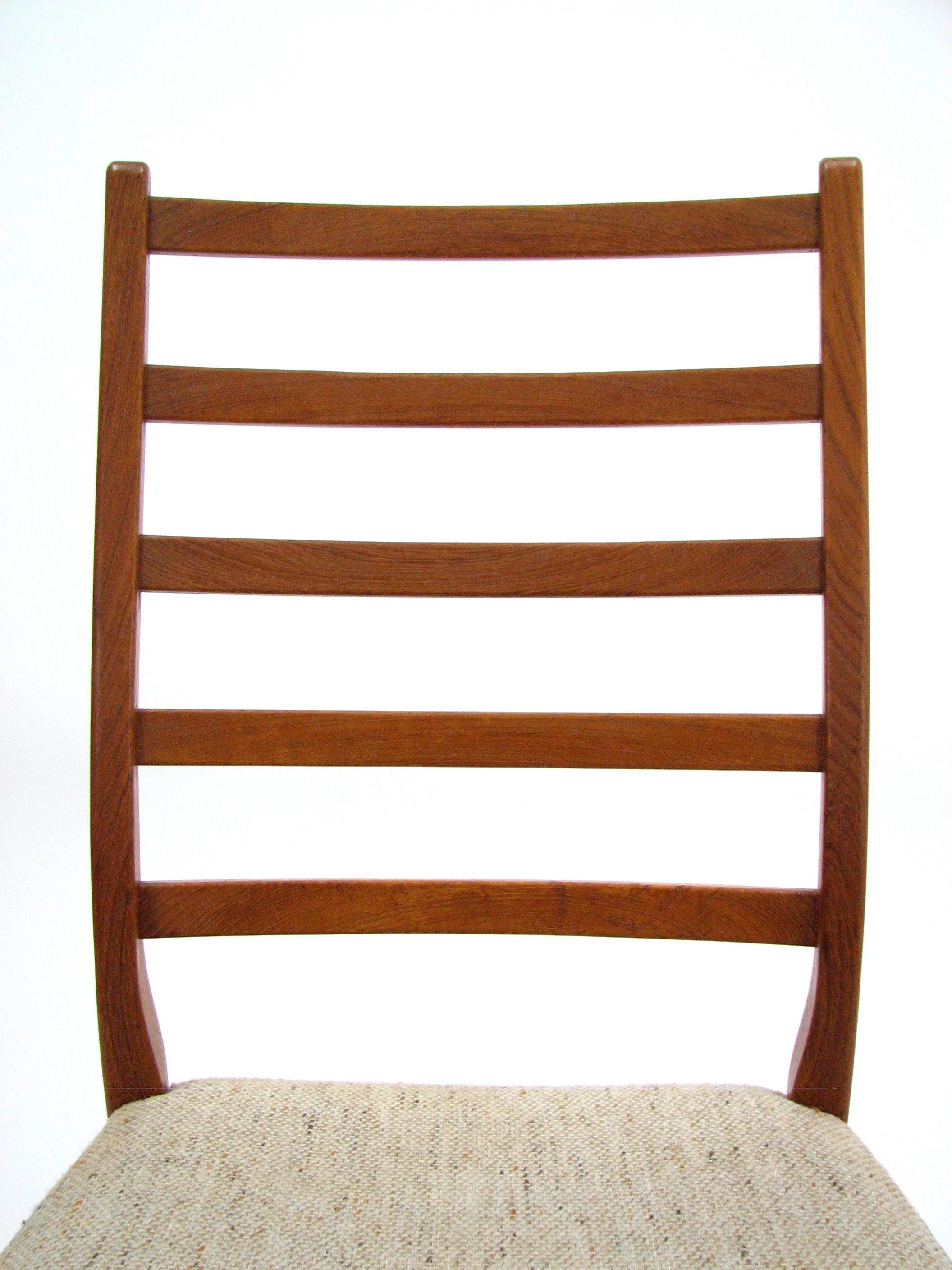 Late 20th Century Set of Four Teak Ladder Back Swedish Dining Chairs by Svegards Markaryd
