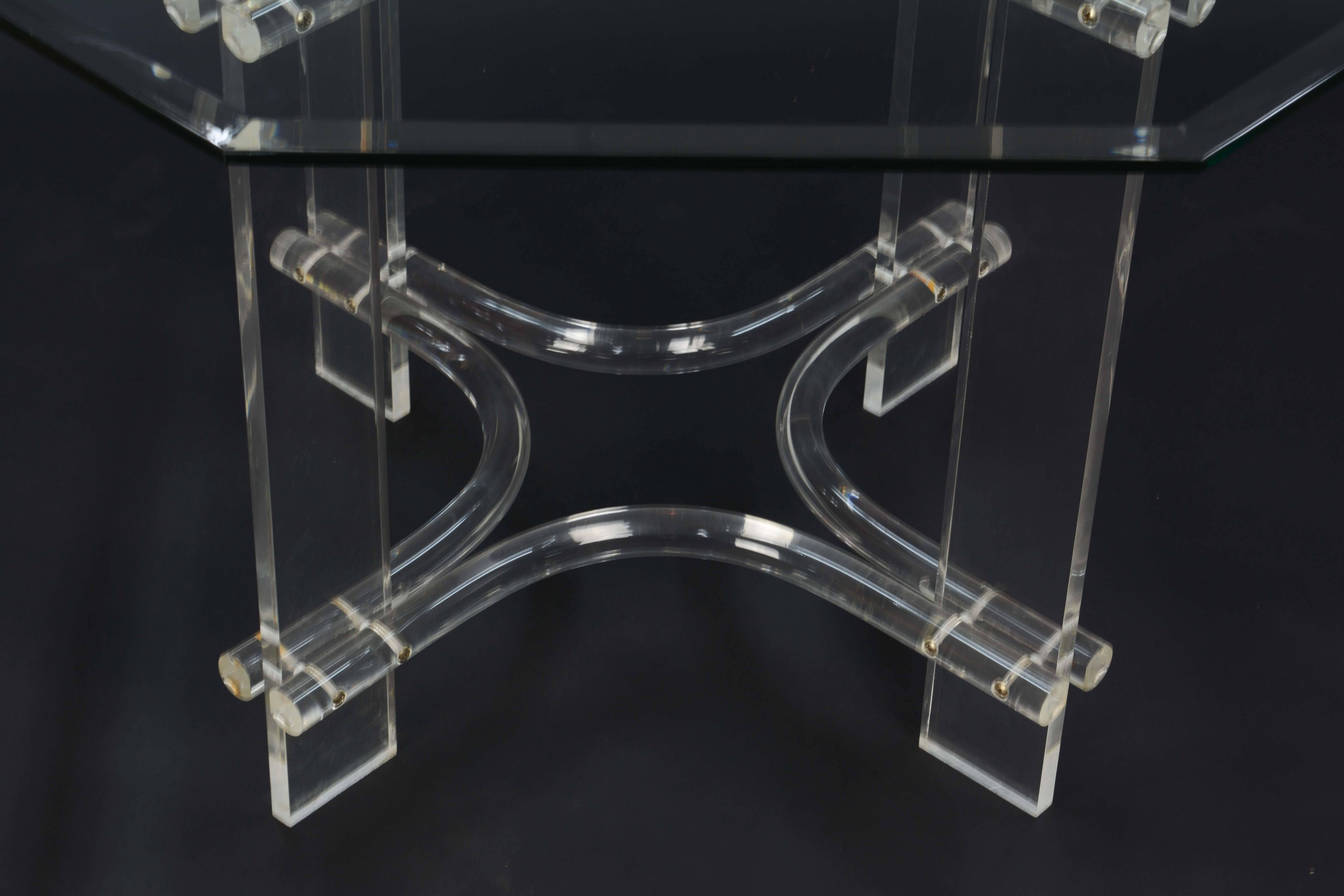 Mid-Century Modern Lucite and Glass Dining Set after Charles Hollis Jones by Hill Furniture For Sale