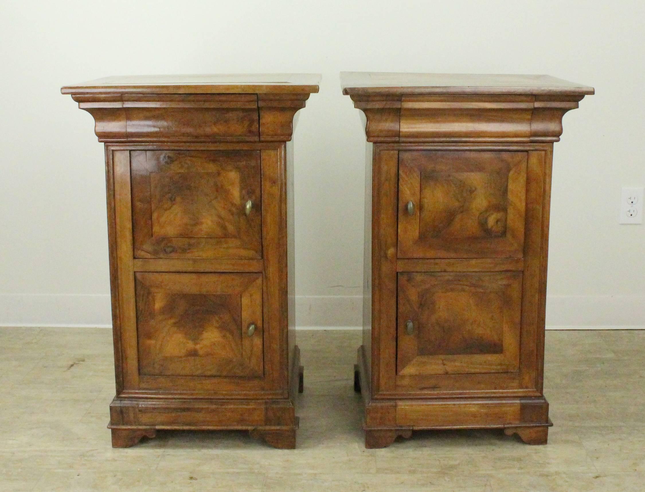 French Pair of Antique Walnut Louis Philippe Nightstands