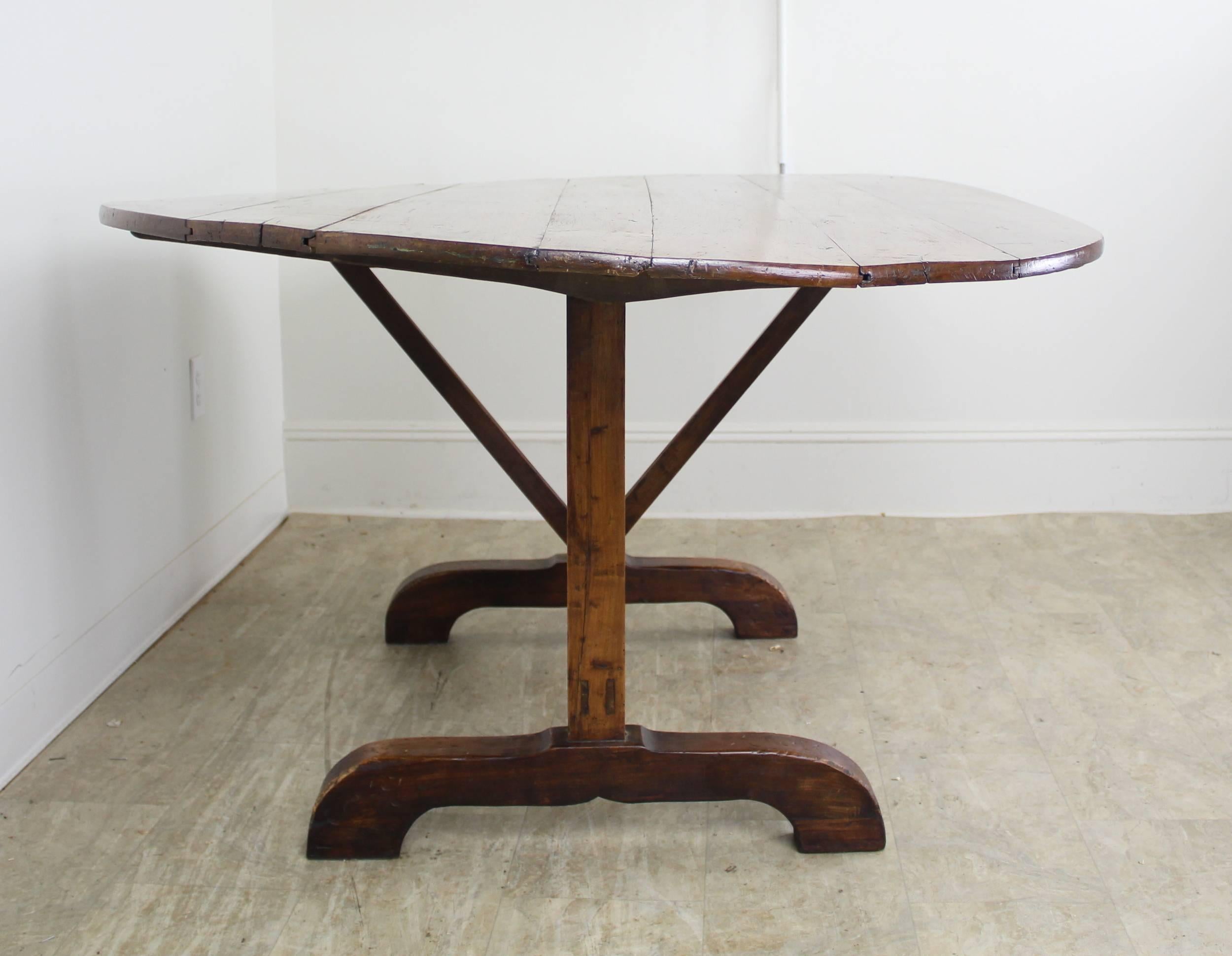 19th Century Warped Antique French Cherry Vendange Wine Table Reduced