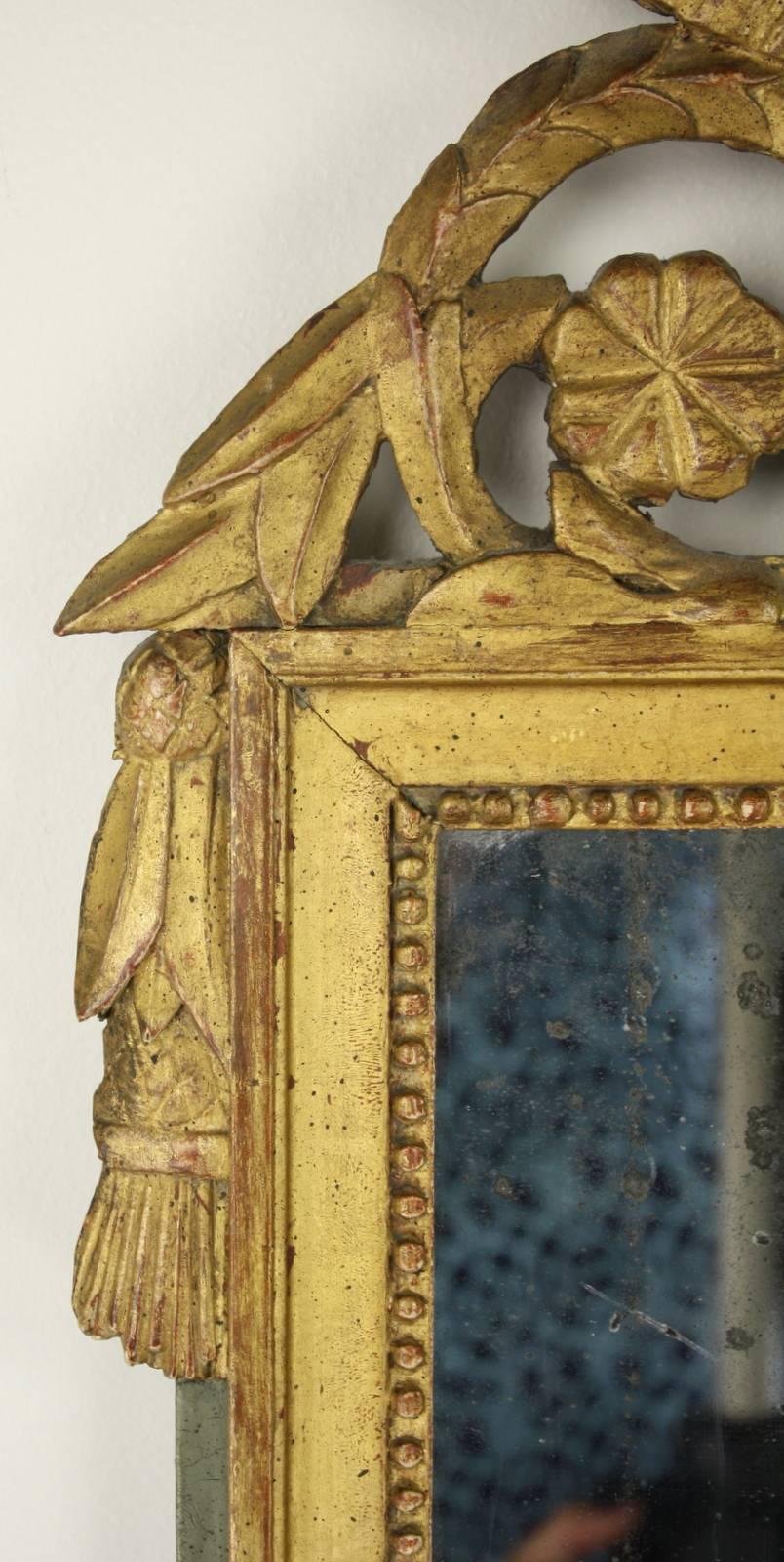 French Early Antique Gilded Wooden Miroir de Mariage For Sale