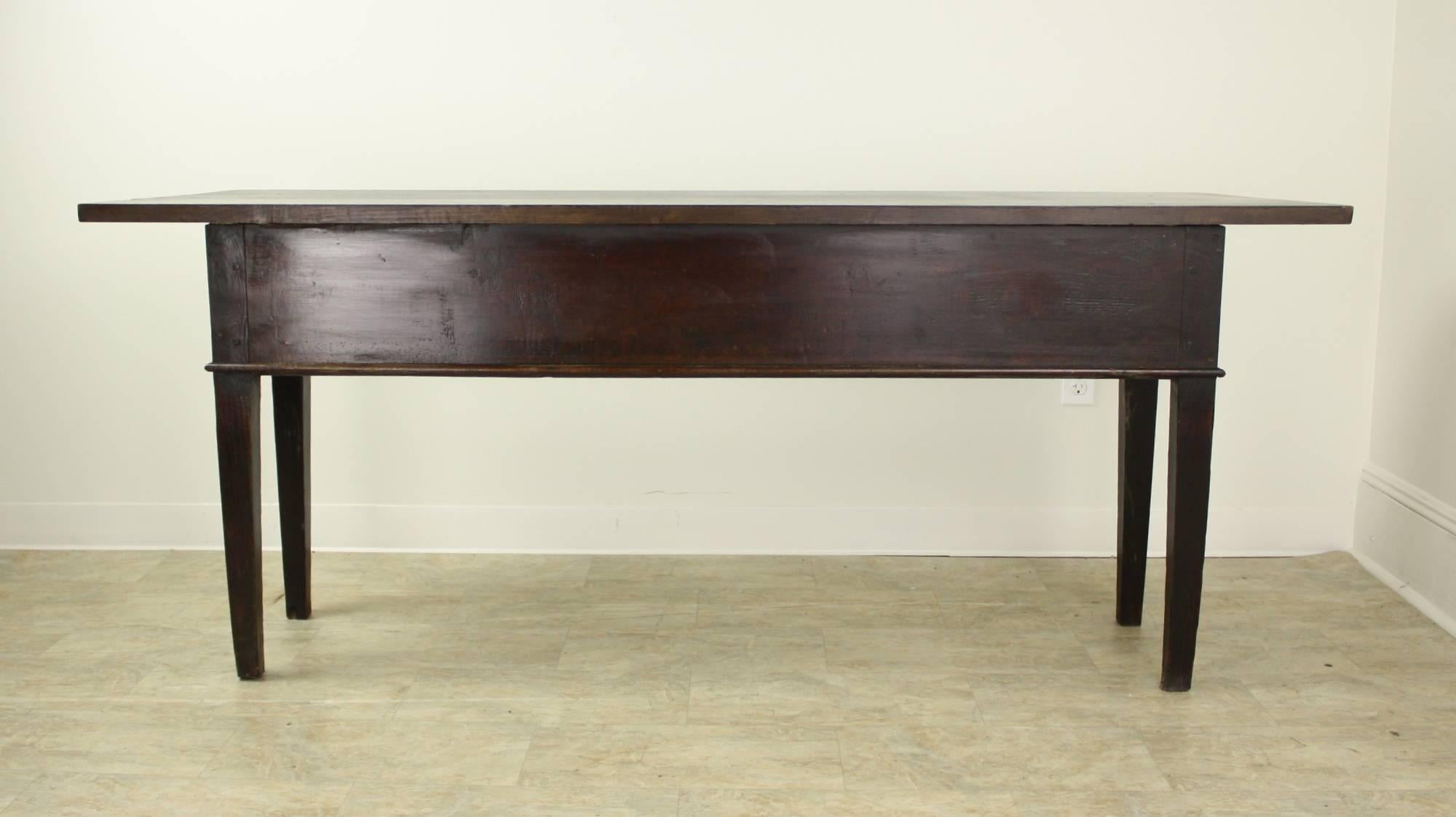 Long Antique French Oak and Fruitwood Serving Table 4