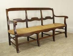 Antique French Walnut Rush Seat Sofa