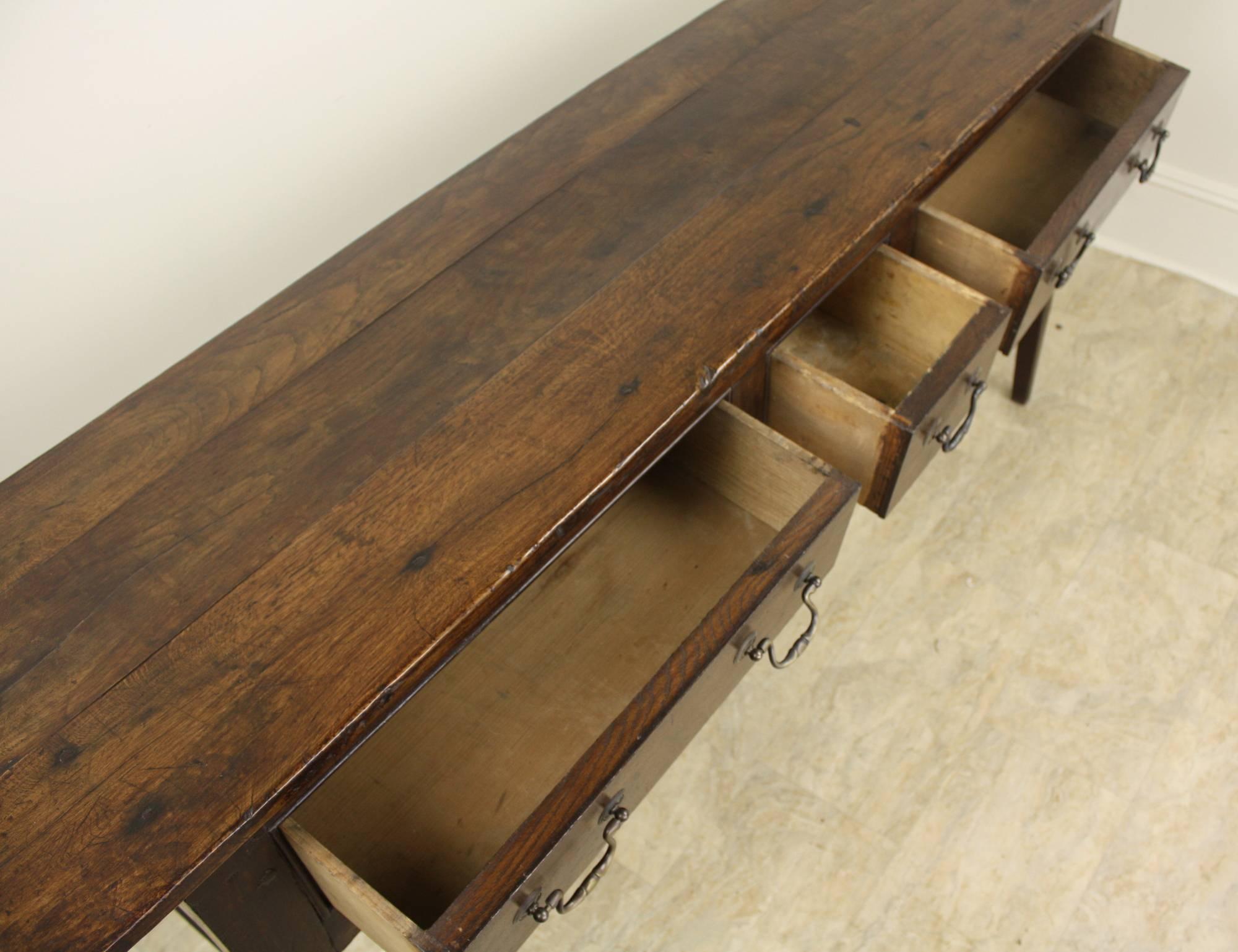 Antique French Three-Drawer Chestnut Server 3