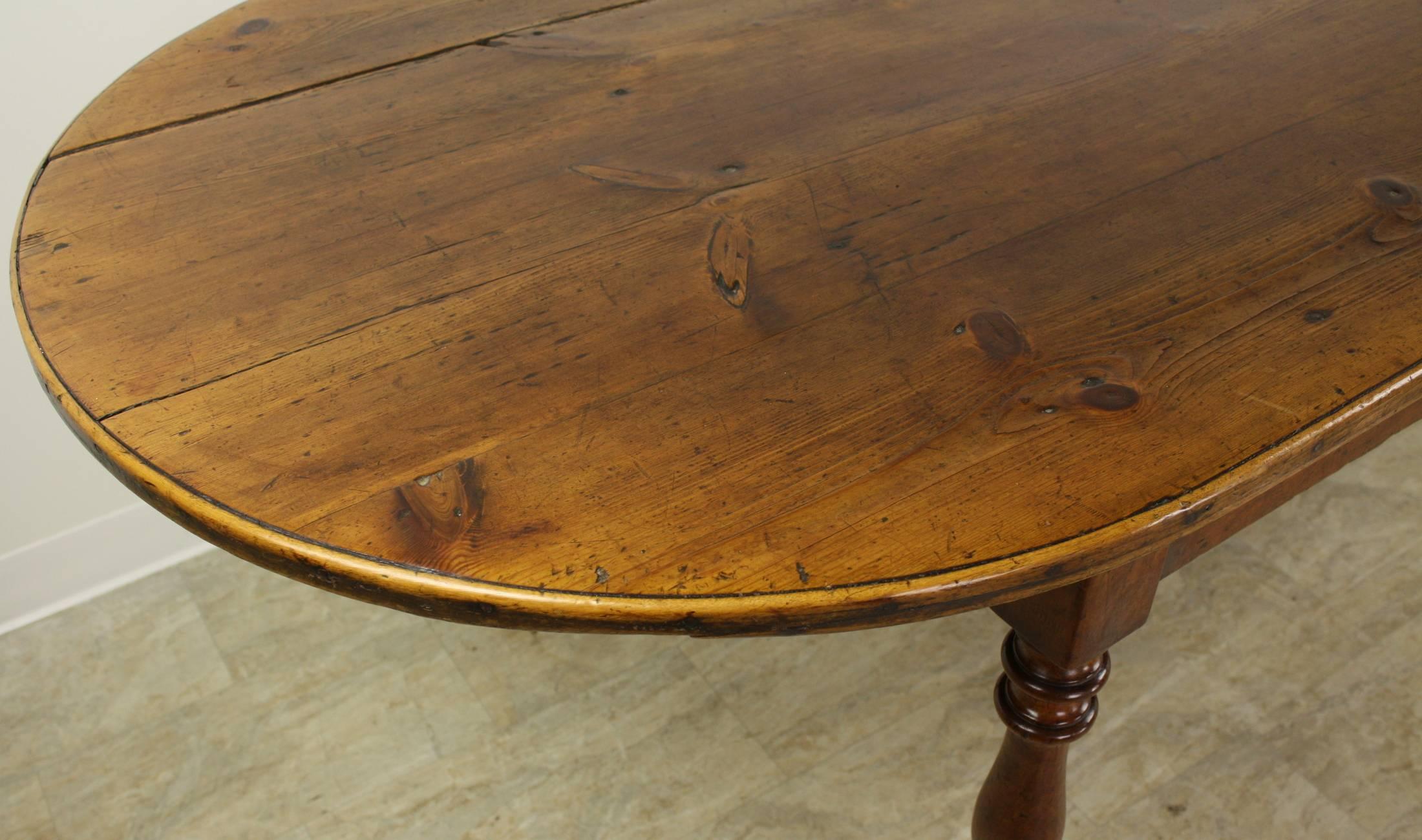 Large French Antique Pine Farm Table, with Cherry Base 2