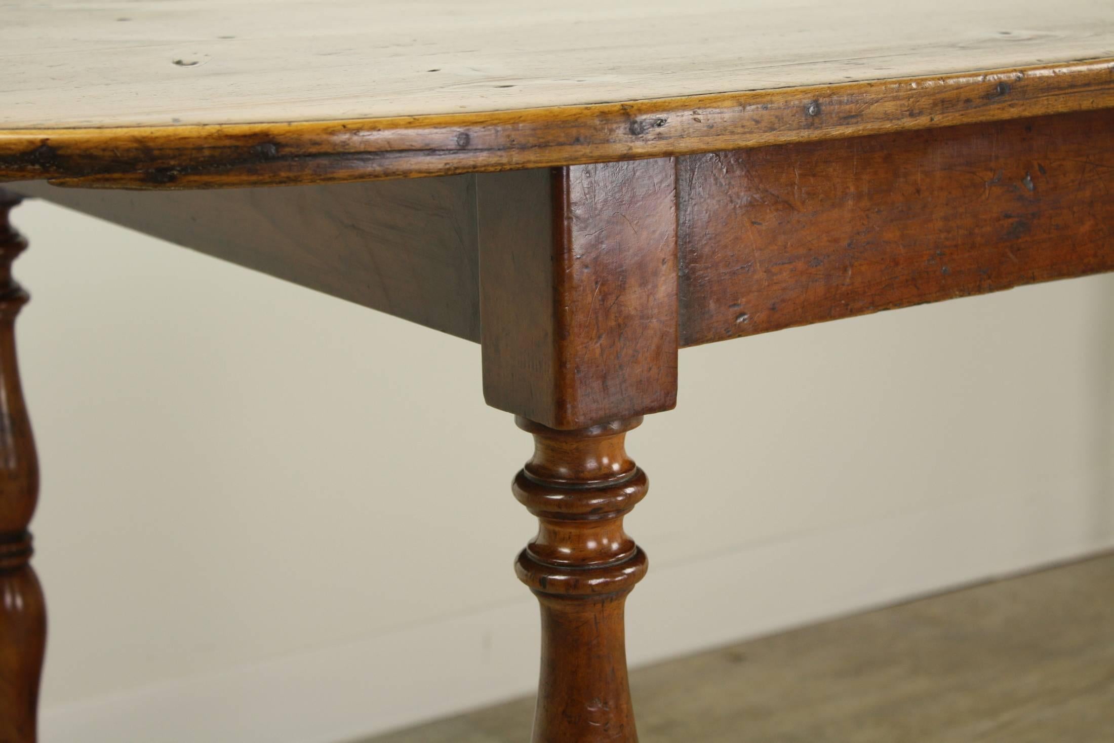 Large French Antique Pine Farm Table, with Cherry Base 4