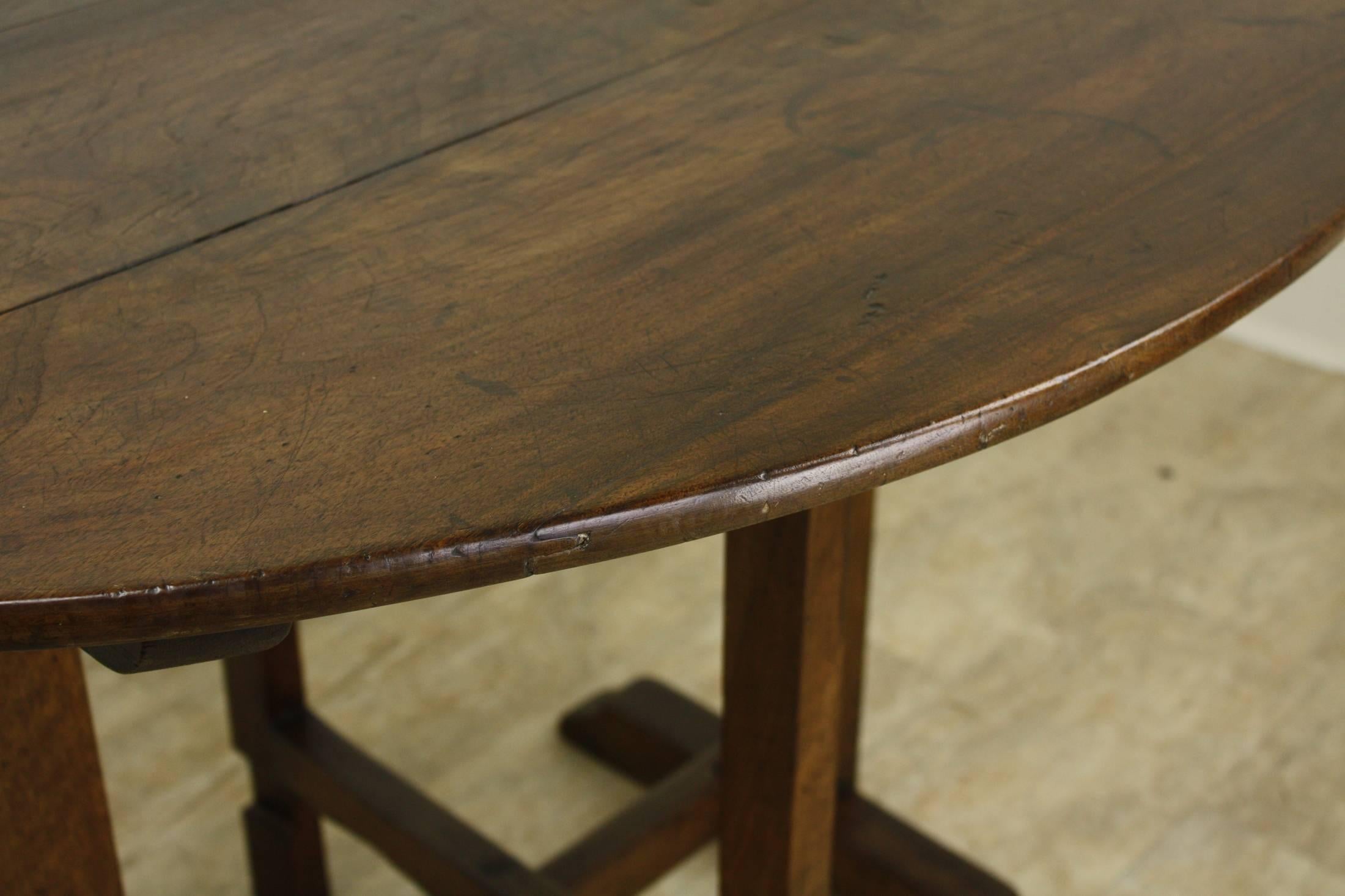 Antique French Oval Walnut Wine Table In Good Condition In Port Chester, NY