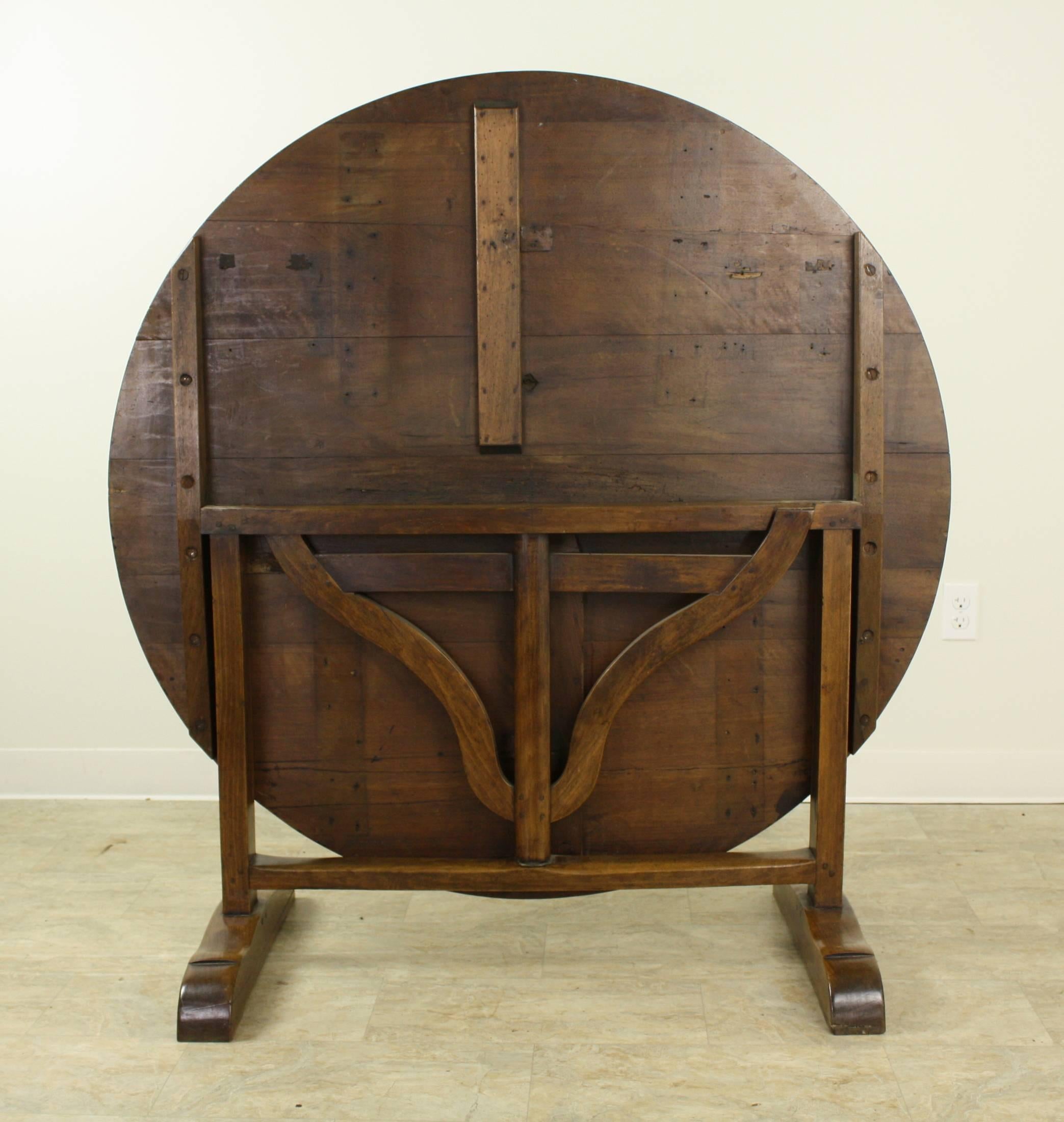 Large Round Antique Walnut Wine Table 3