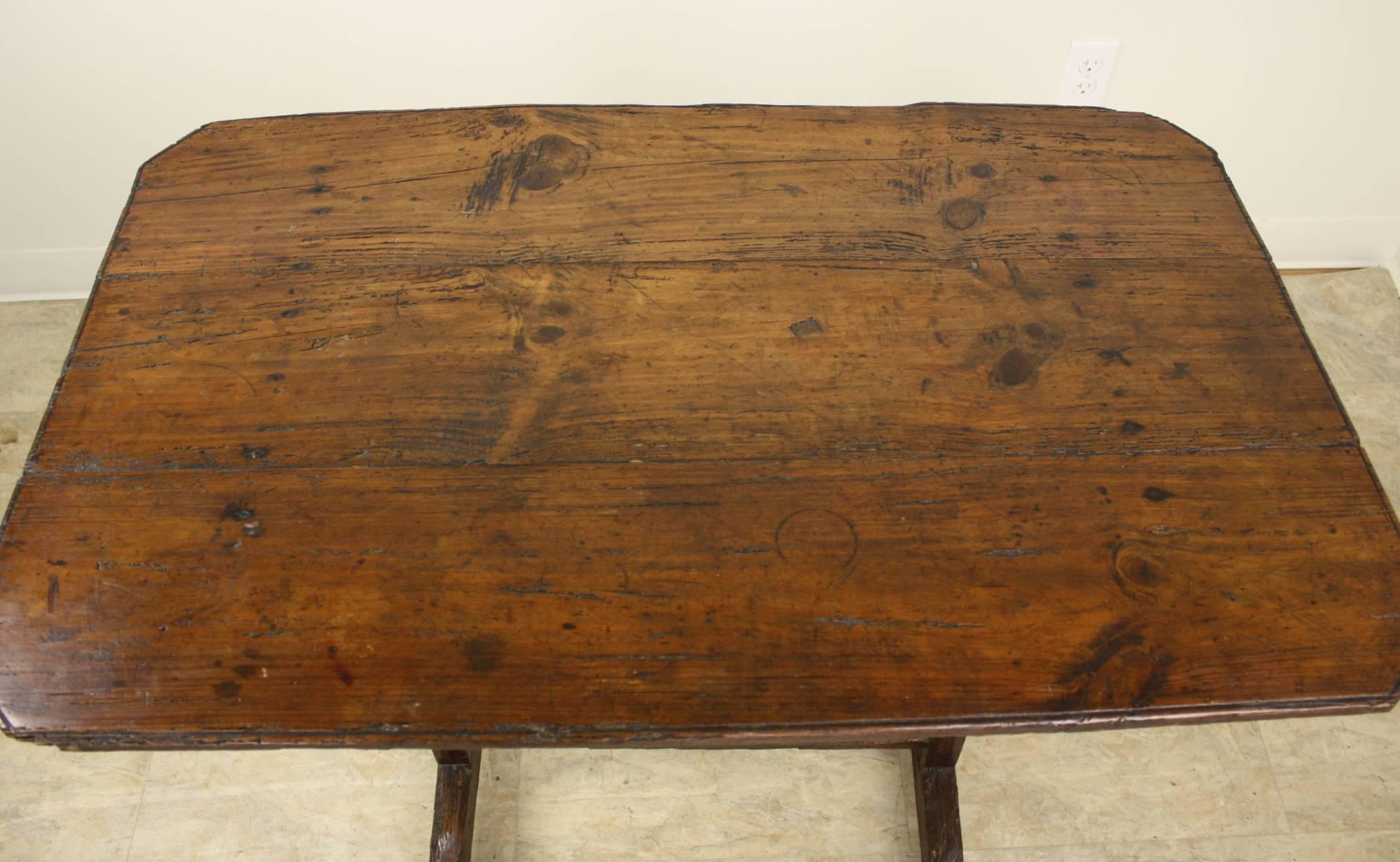 Rustic French Antique Pine Wine Table In Good Condition In Port Chester, NY