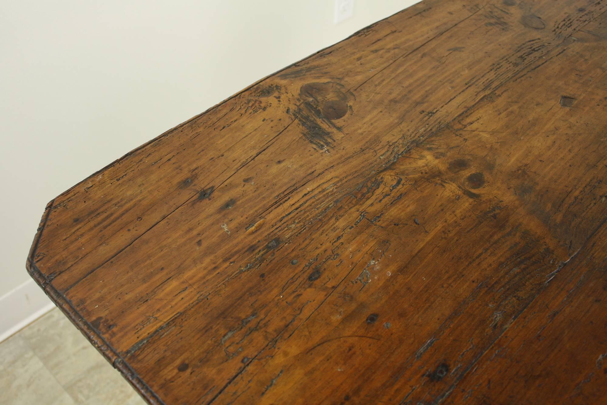 Rustic French Antique Pine Wine Table 1