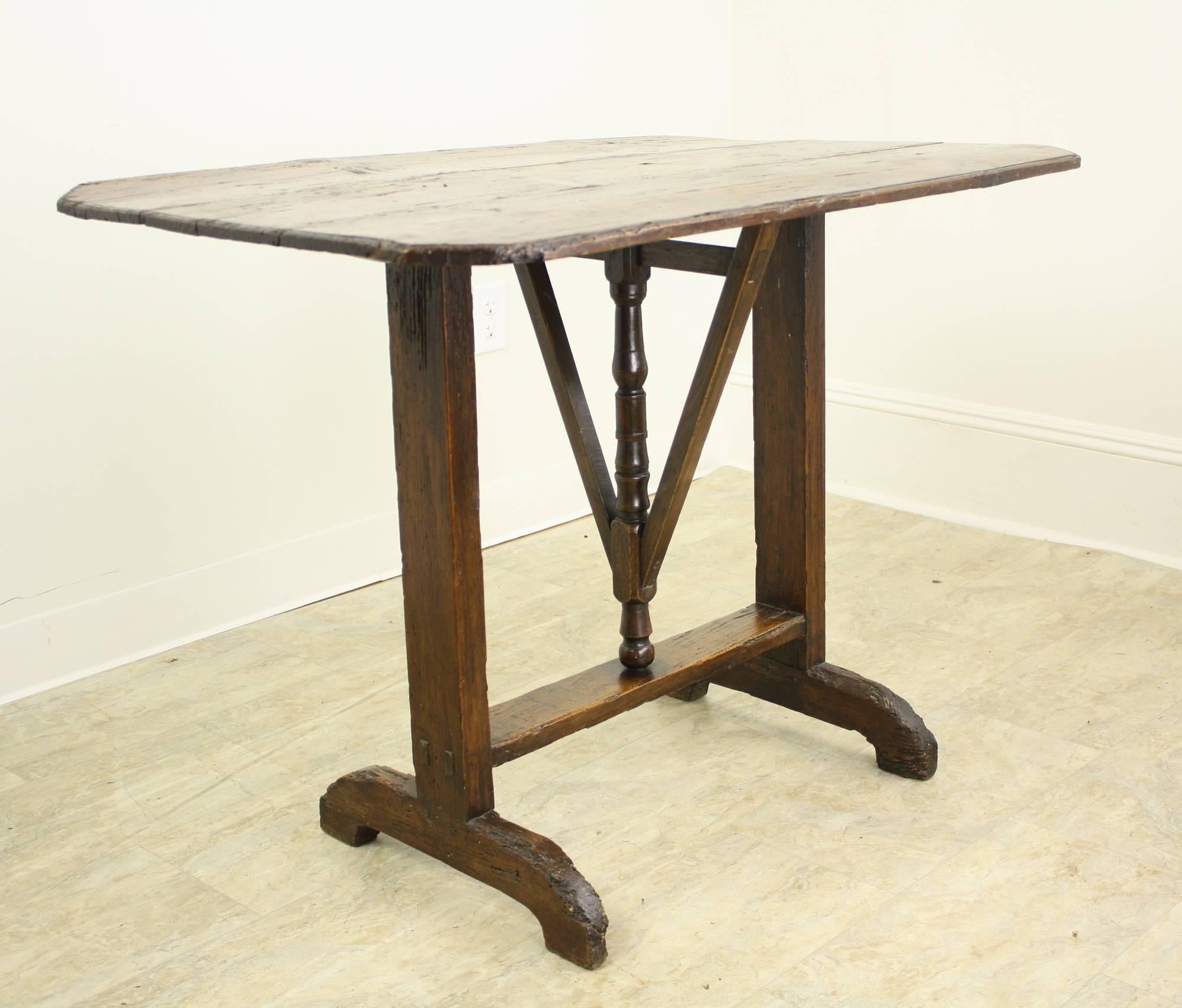 Rustic French Antique Pine Wine Table 2