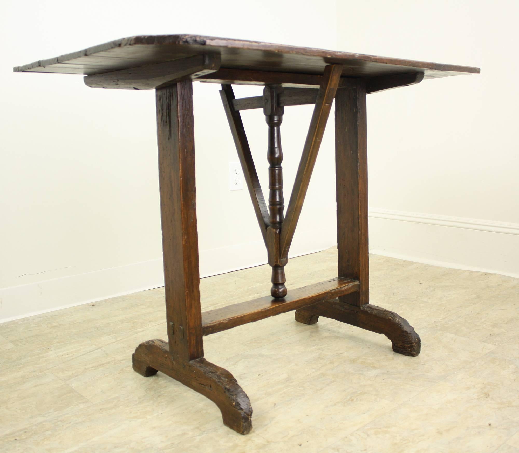 Rustic French Antique Pine Wine Table 3