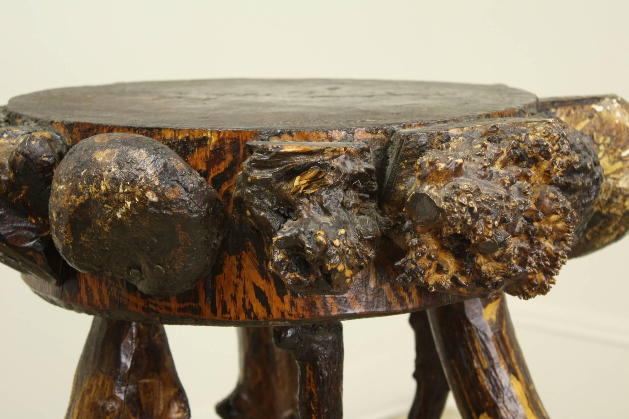 Wood Antique Swedish Side Table, from Branches and Burrs For Sale