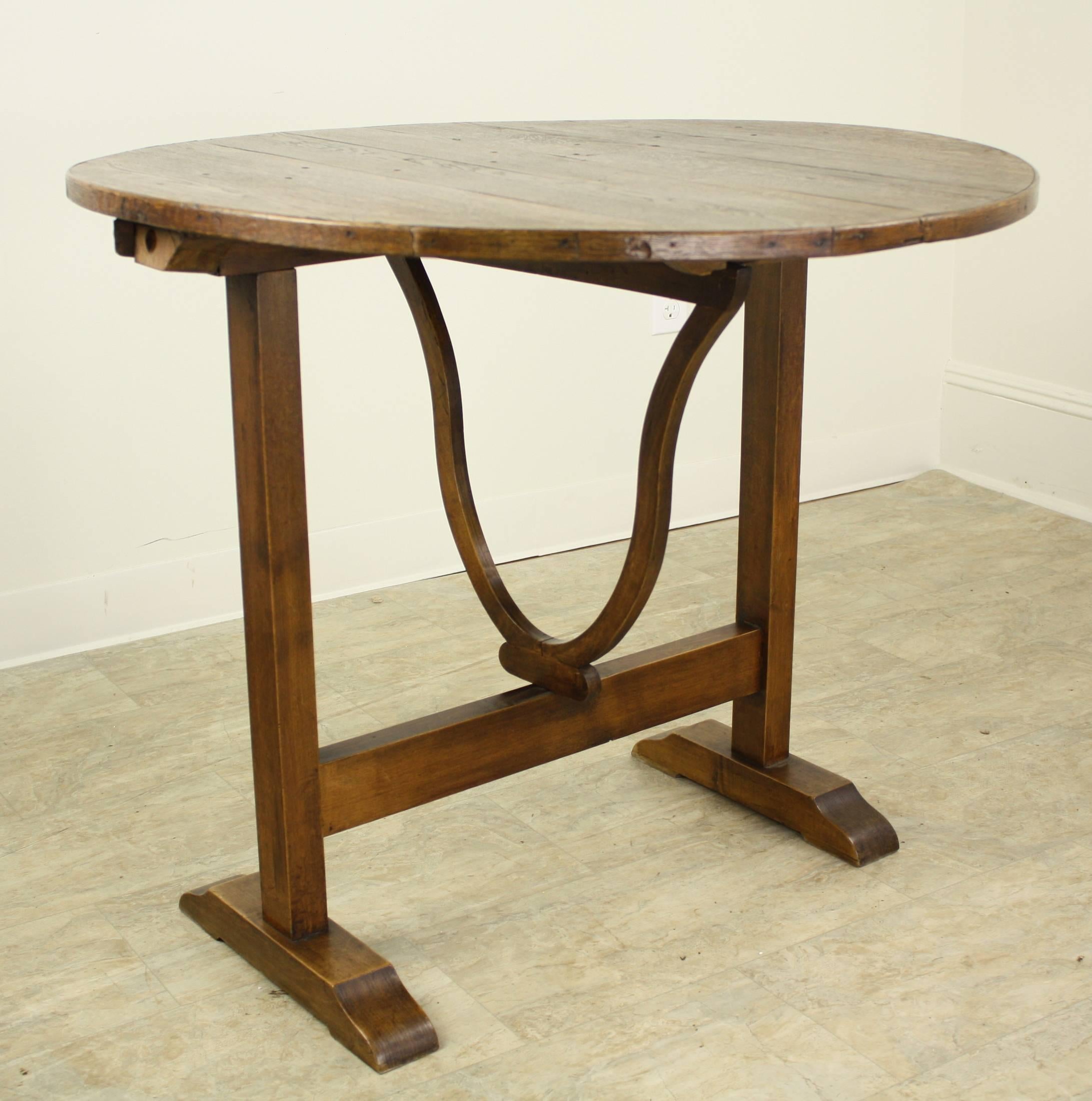 Small Antique French Oak Wine Table In Good Condition In Port Chester, NY
