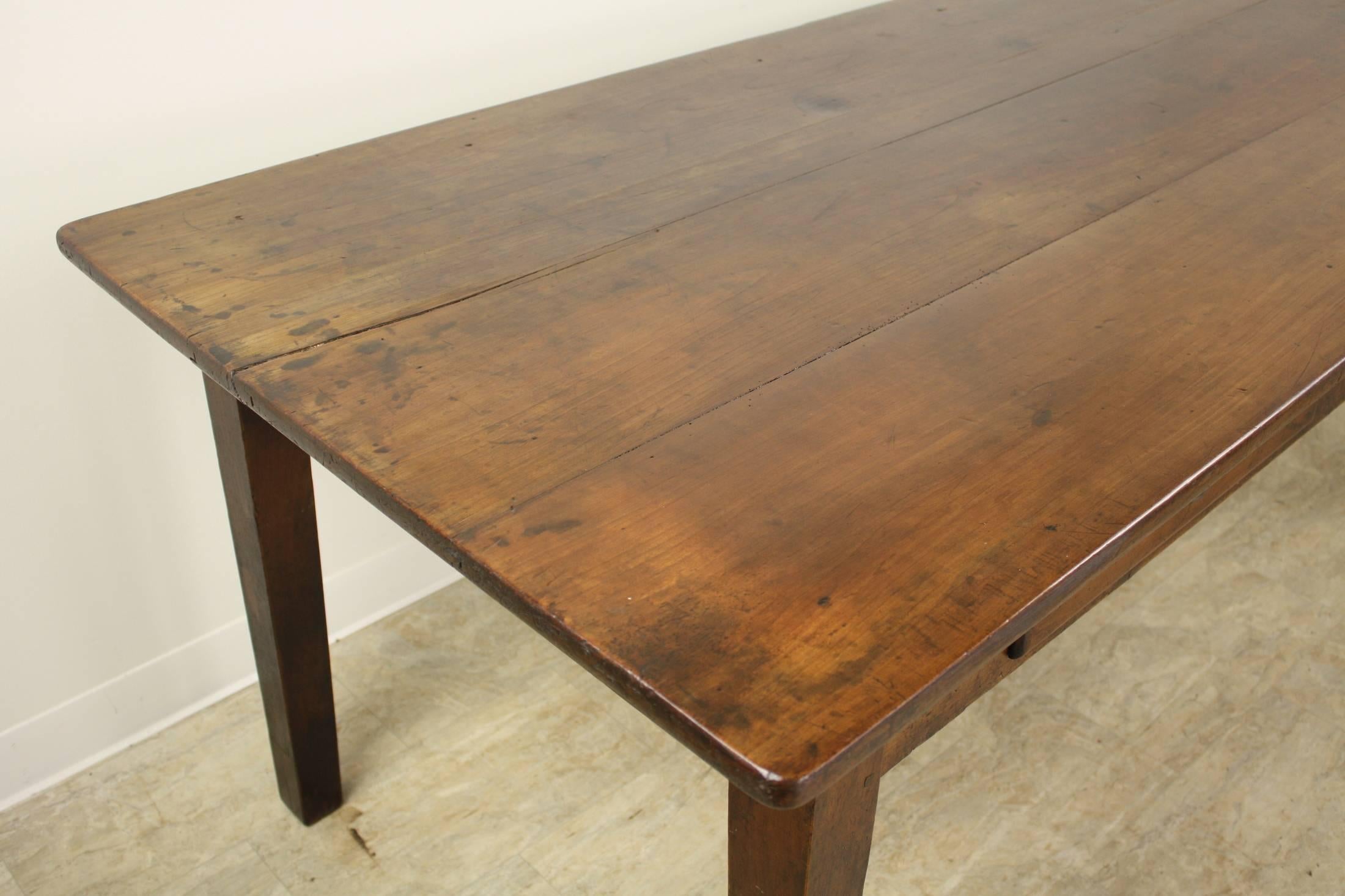19th Century Antique Two-Drawer French Cherry Dining Table