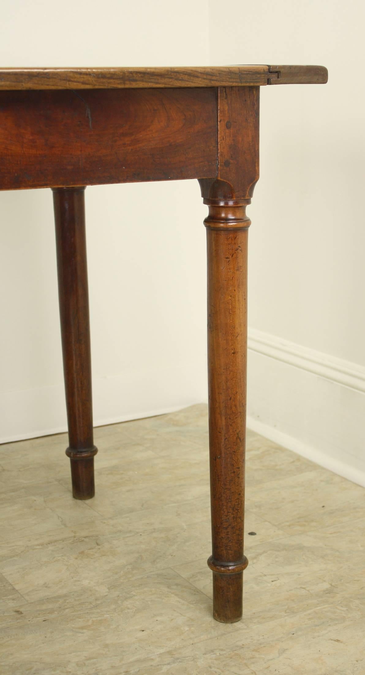19th Century Antique One Drawer Light Cherry Server/Narrow Dining Table, Bread Slide