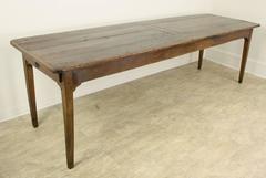 Long Antique Cherry Farm Table, Drawer at One End, Bread Slide at the Other