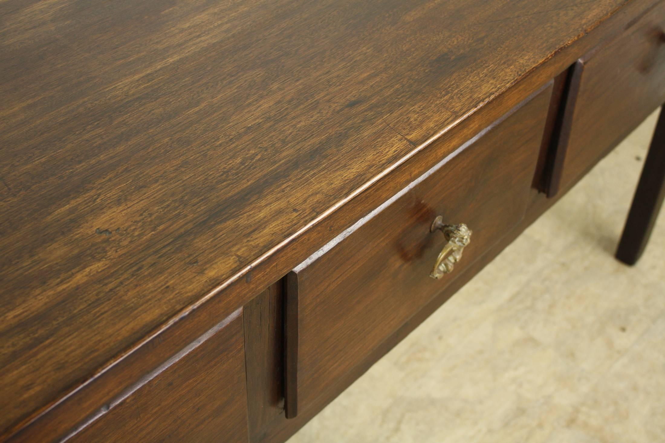 English Chunky Chestnut Server with Brass Lion's Head Drawer Pulls