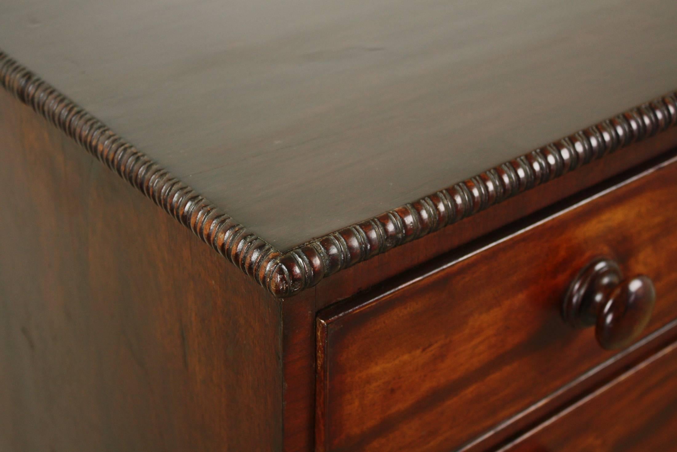 English William IV Mahogany Bobbin Edged Chest of Drawers