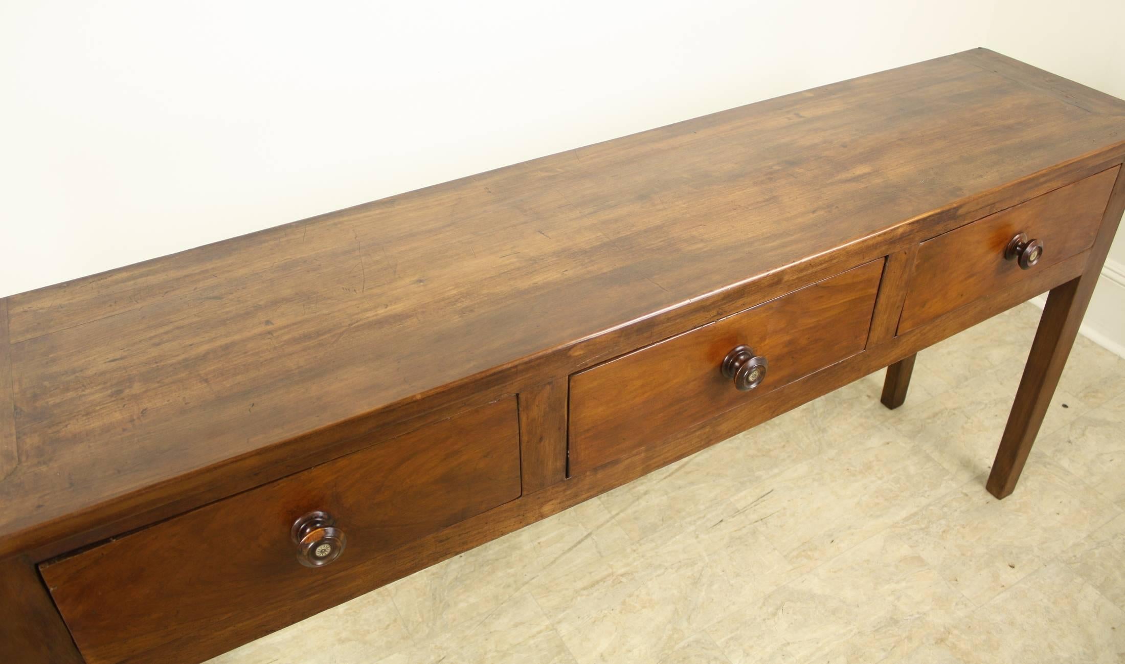 Three-Drawer Cherry Server Fashioned of Old Wood In Excellent Condition In Port Chester, NY