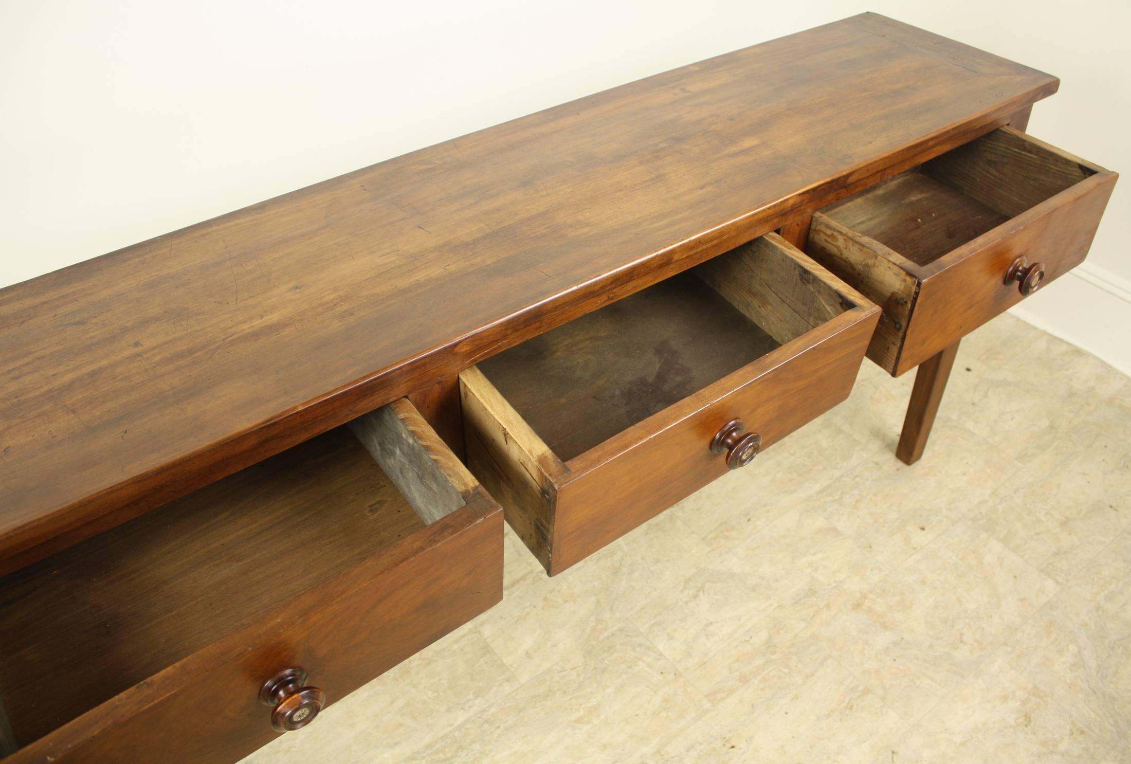 Contemporary Three-Drawer Cherry Server Fashioned of Old Wood