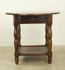 Round Louis XVI Style Lamp Table with Turned Legs