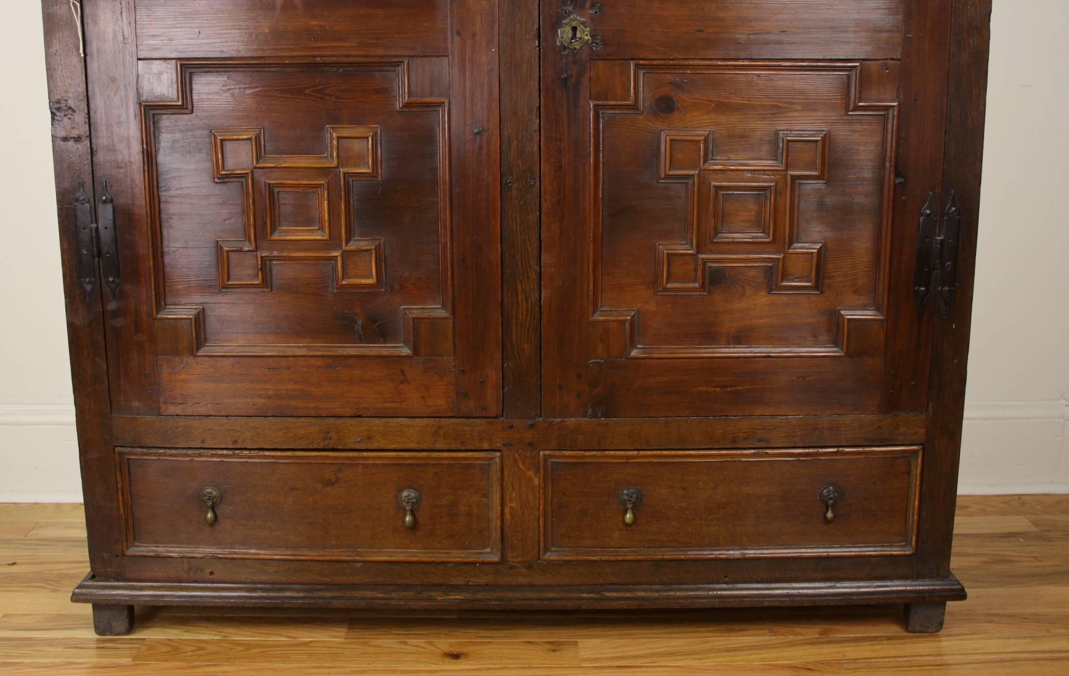 Antique Fruitwood and Oak Bookcase, Original Glass In Good Condition In Port Chester, NY