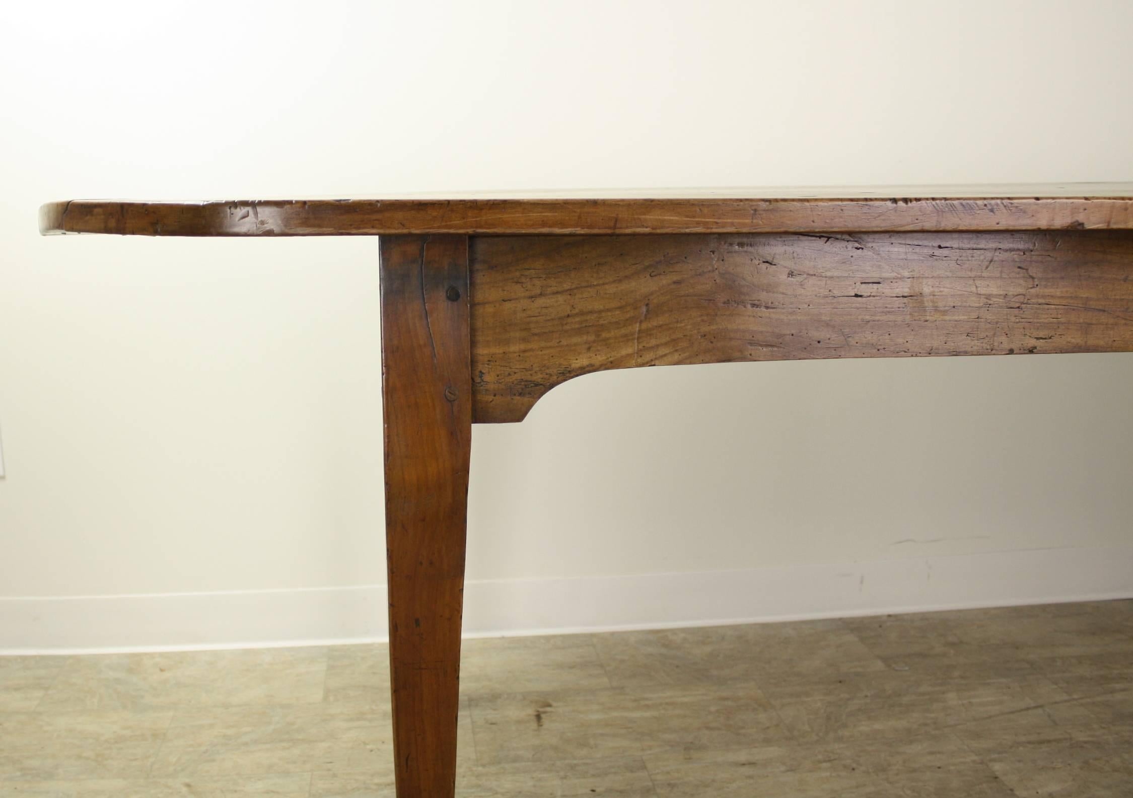 Antique French Applewood D-End Farm Table 1
