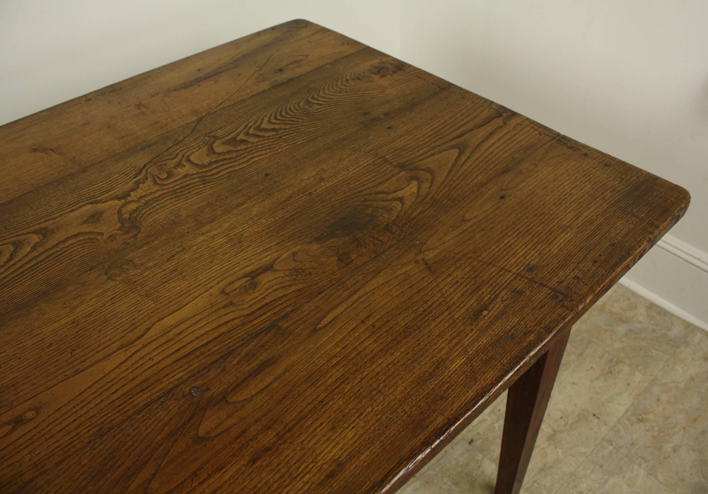 Antique French Farm Table, Chestnut Top and Cherry Base 1