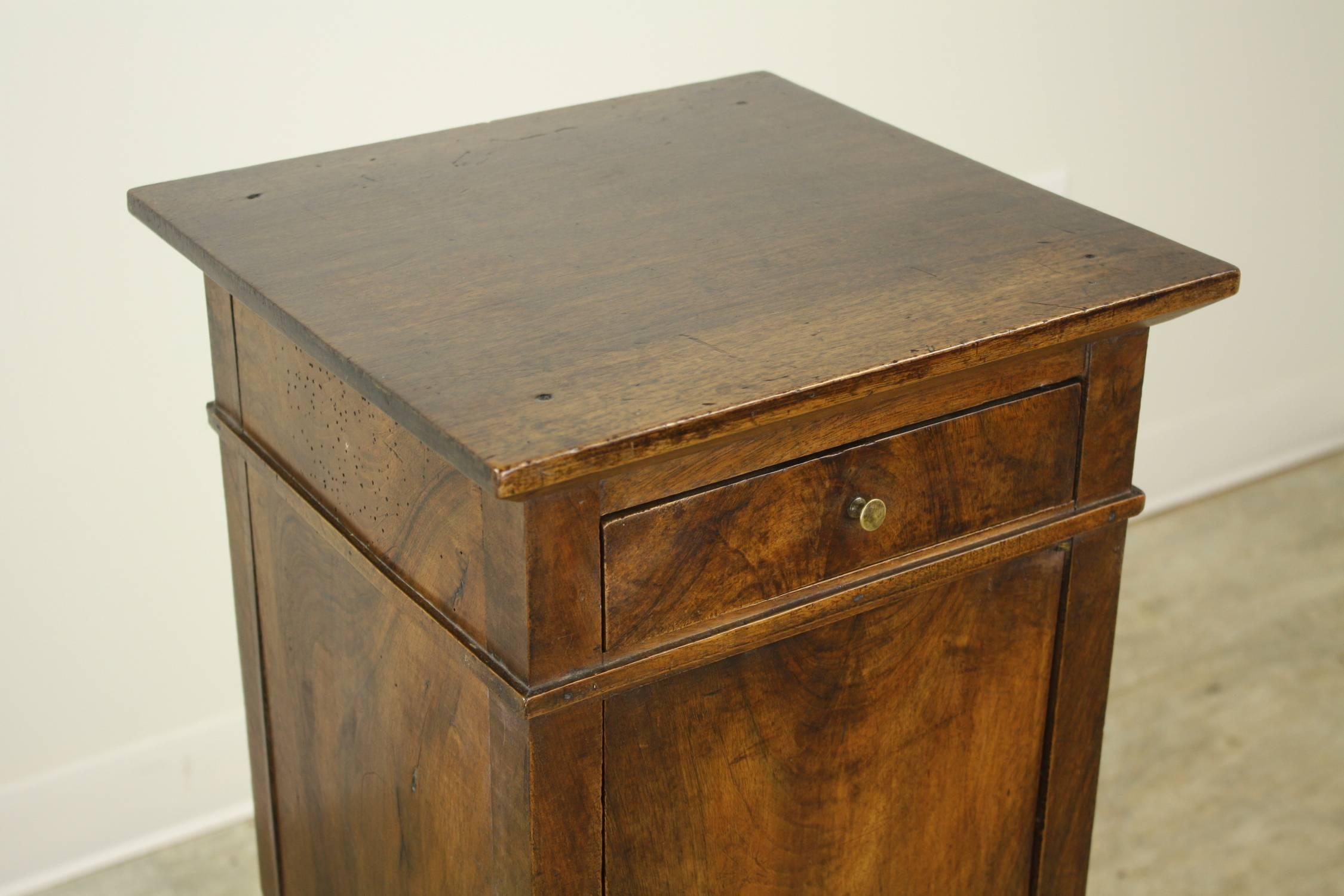 19th Century Small Antique Walnut Cupboard with Wooden Castors