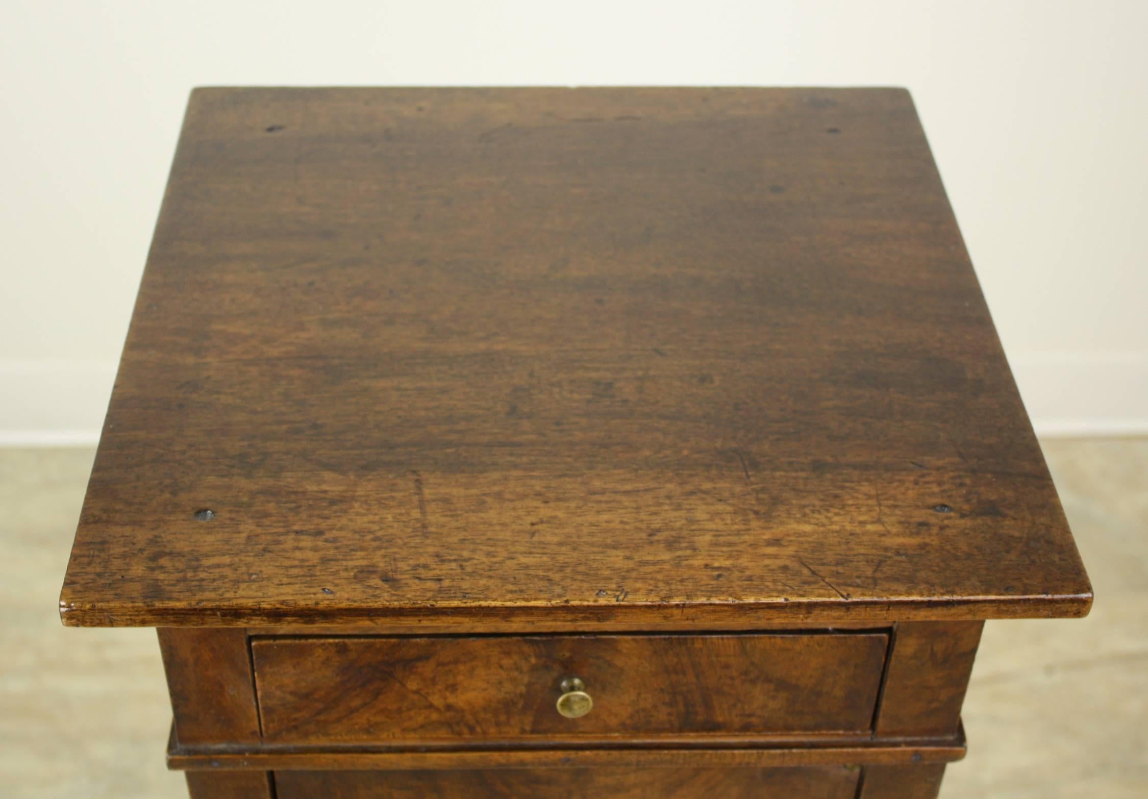 Small Antique Walnut Cupboard with Wooden Castors 2
