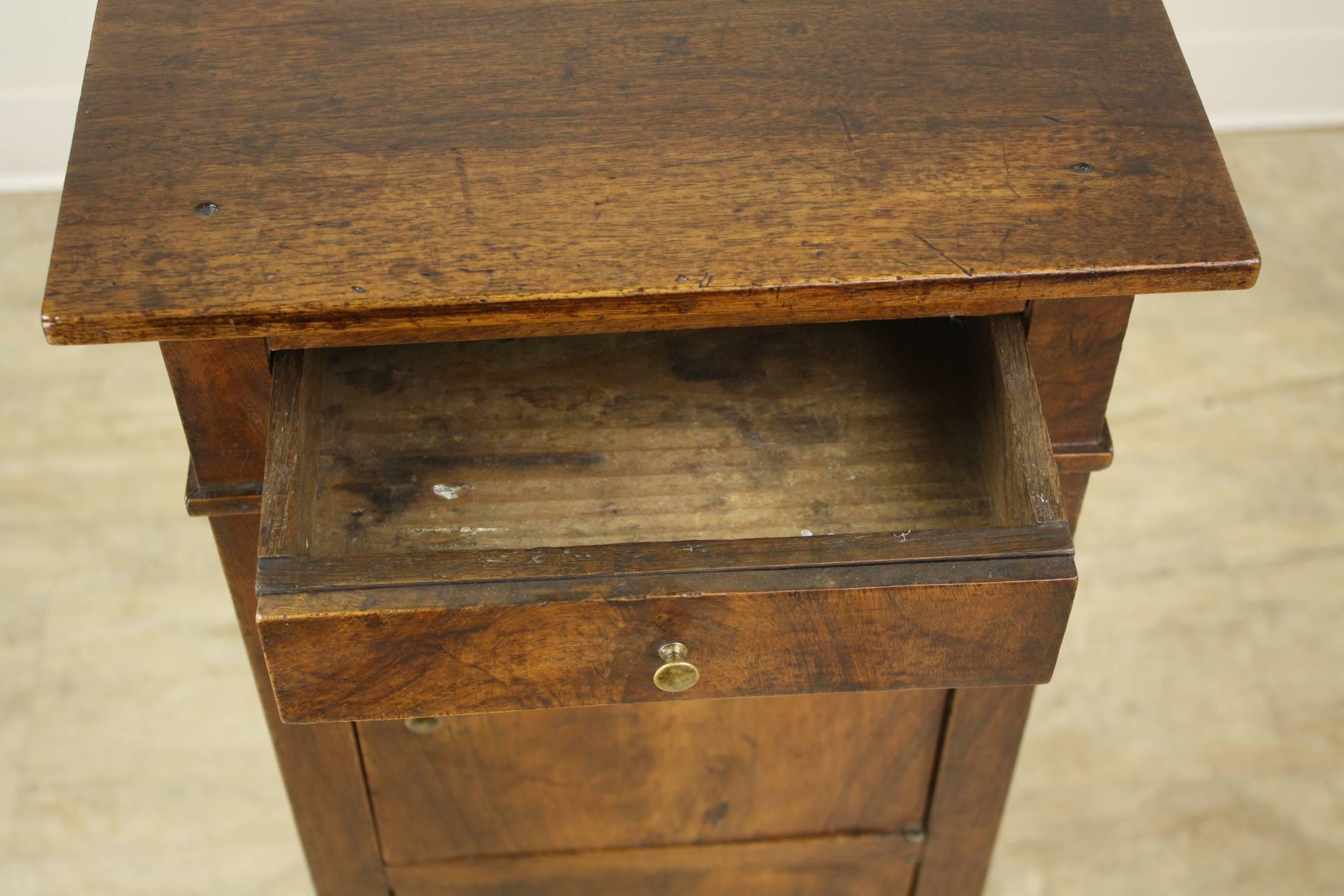 Small Antique Walnut Cupboard with Wooden Castors 4