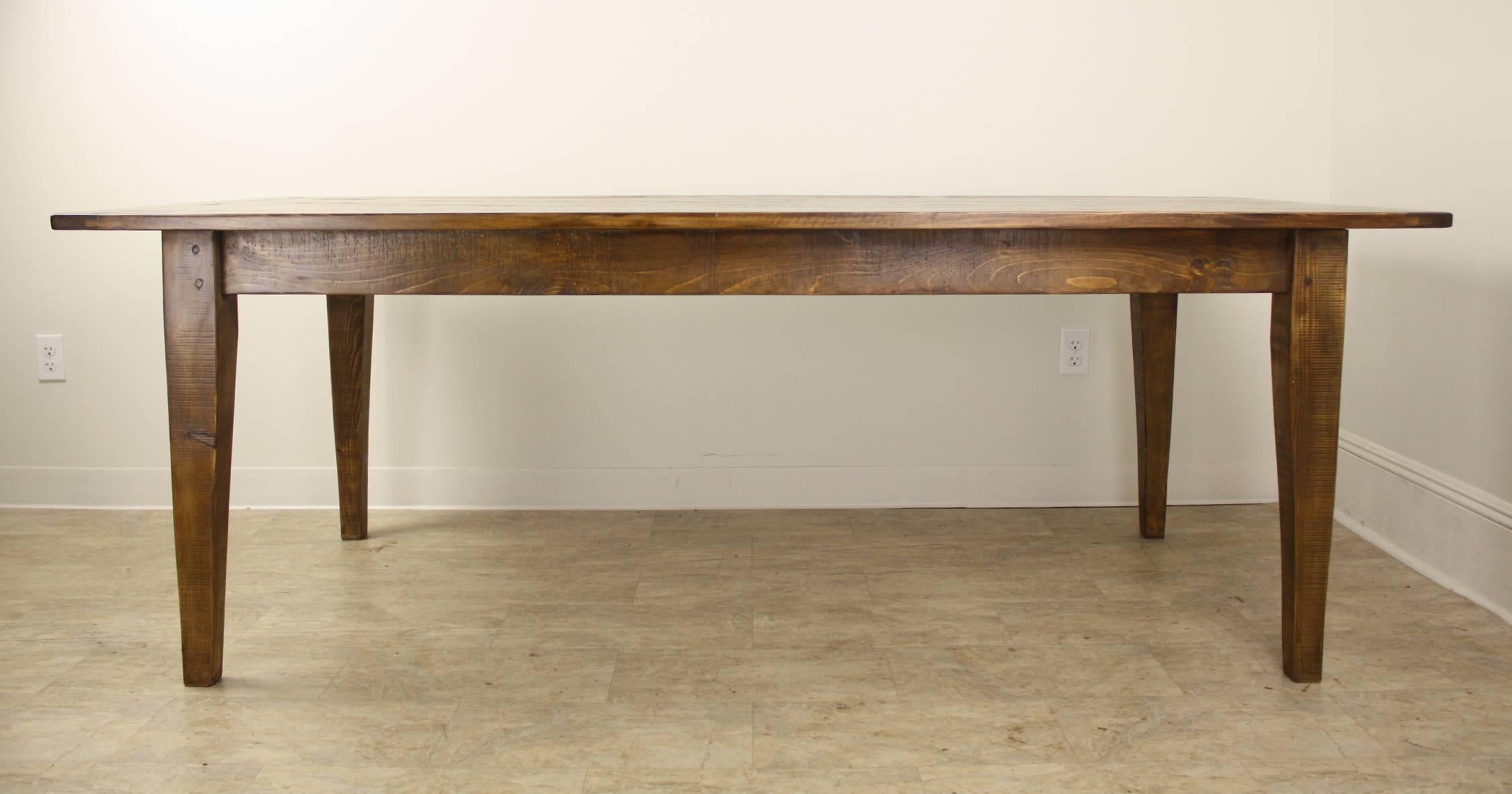 7 Foot Light Pine Farm Table with Breadboard Ends In Excellent Condition In Port Chester, NY