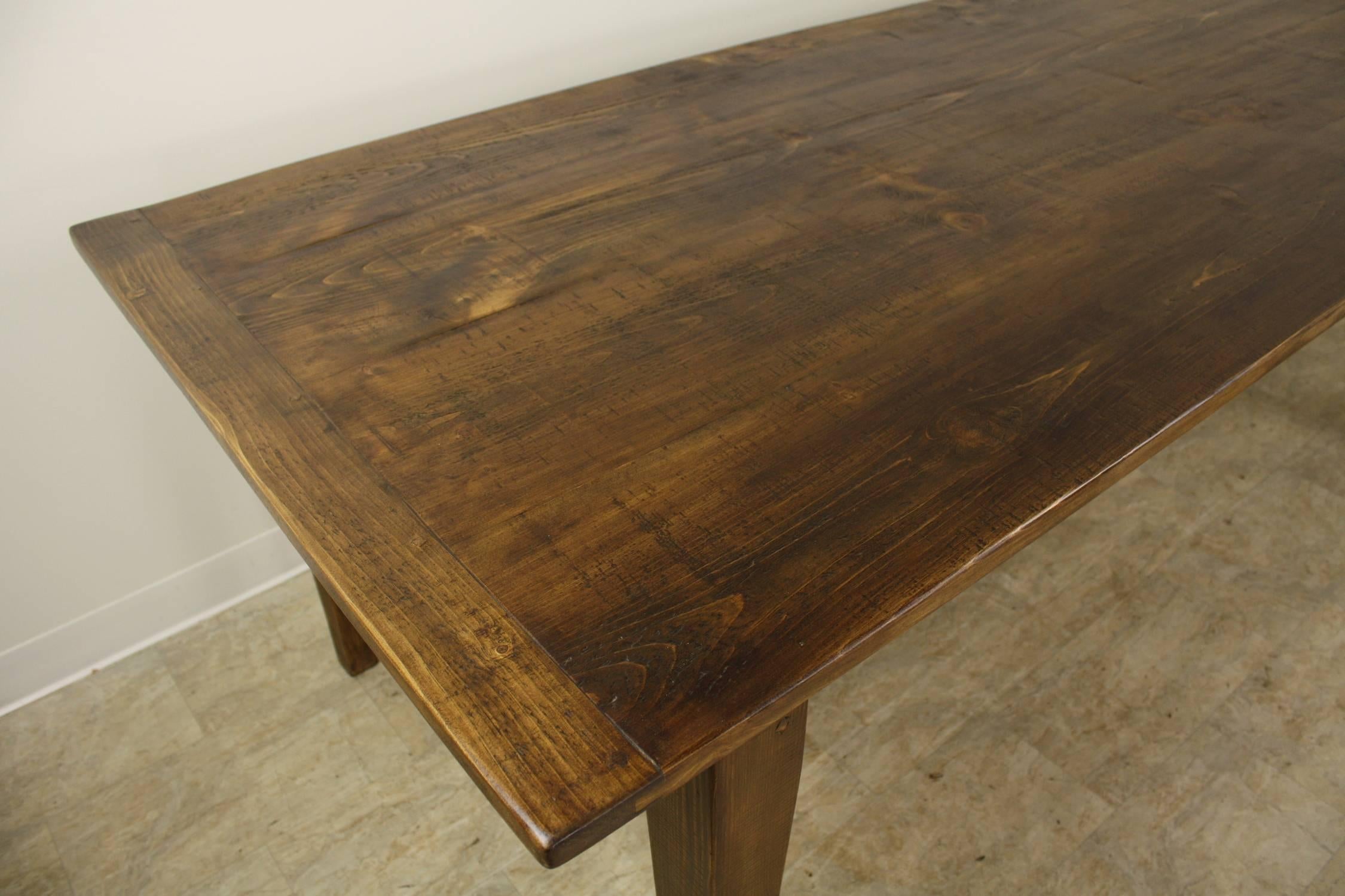Contemporary 7 Foot Light Pine Farm Table with Breadboard Ends