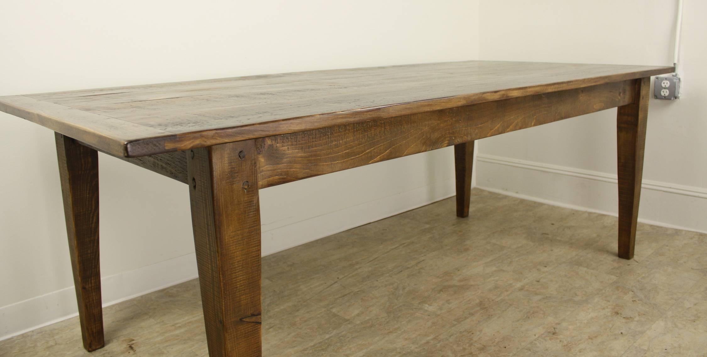 7 Foot Light Pine Farm Table with Breadboard Ends 2