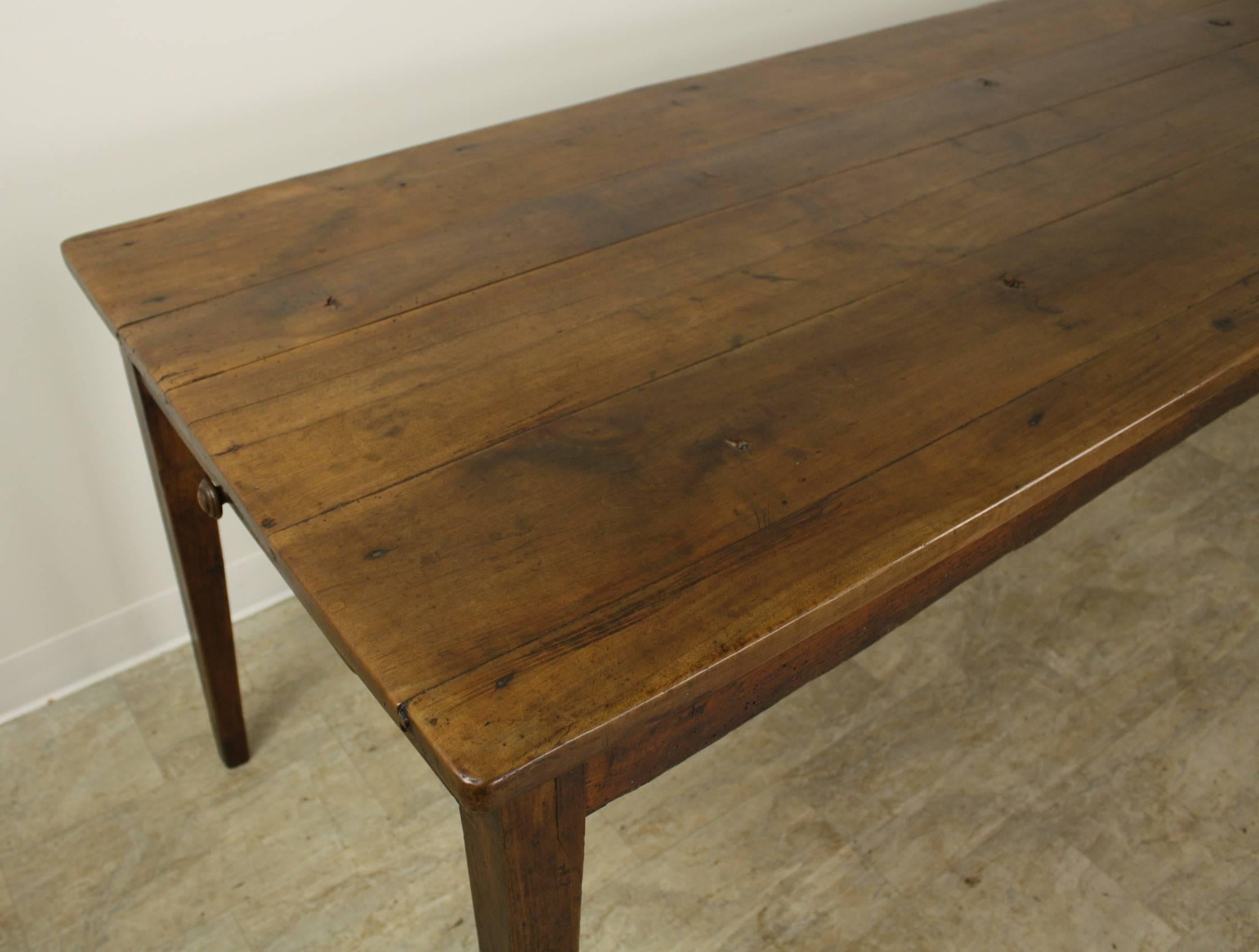 19th Century Antique Cherry Farm Table, One Drawer Nice Patina