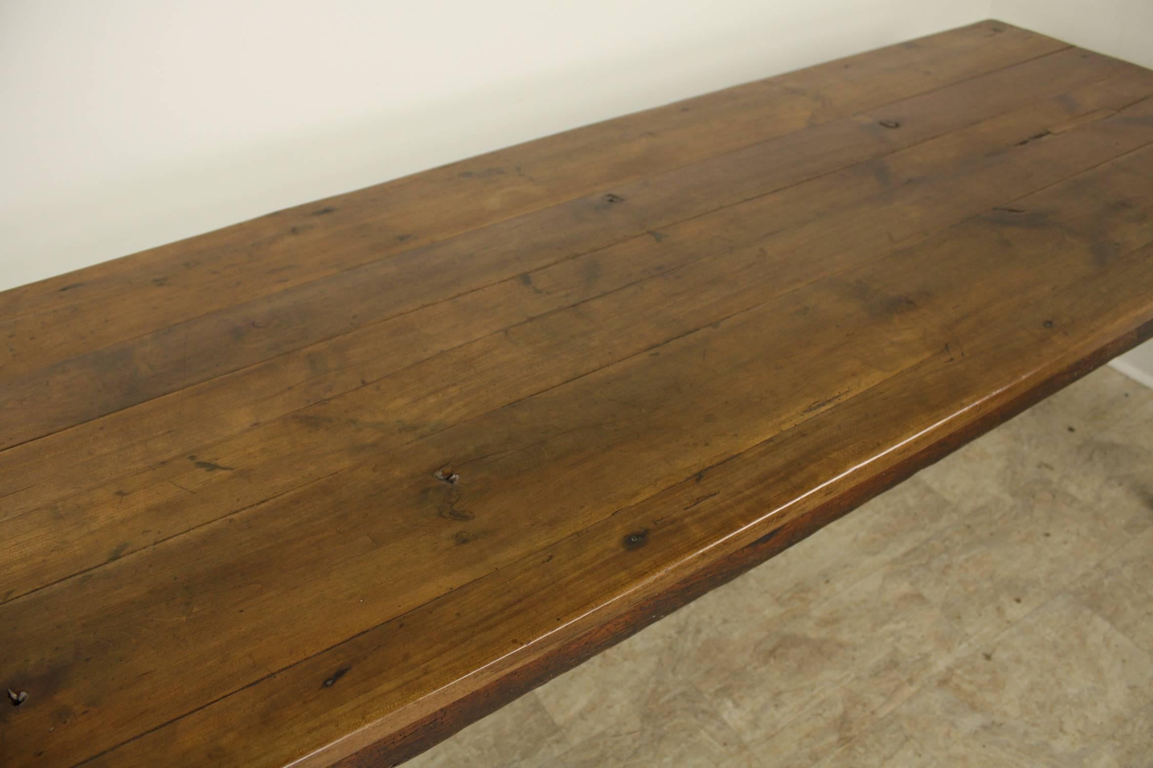 Antique Cherry Farm Table, One Drawer Nice Patina 1