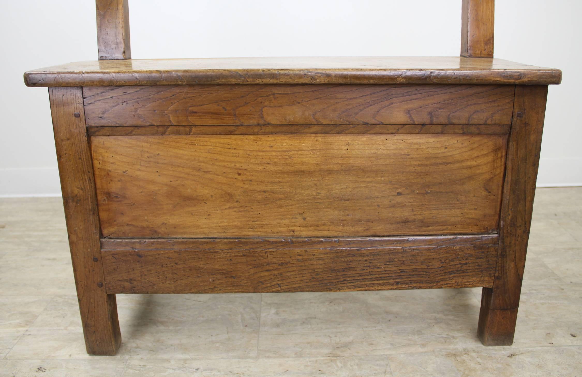 Antique Chestnut Seat with Small Drawer In Good Condition In Port Chester, NY