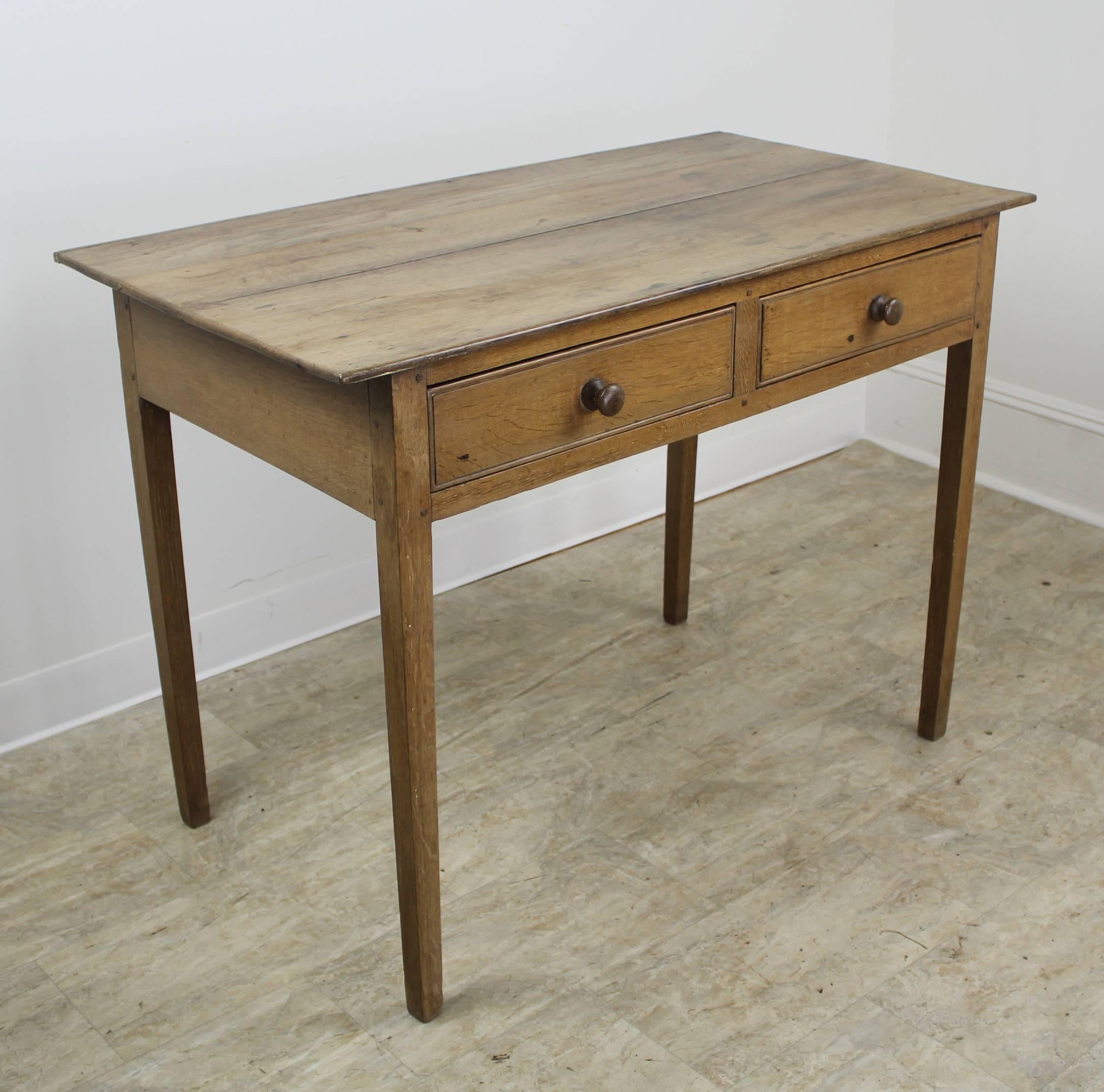 Antique English Beechwood Two-Drawer Writing Table In Good Condition In Port Chester, NY