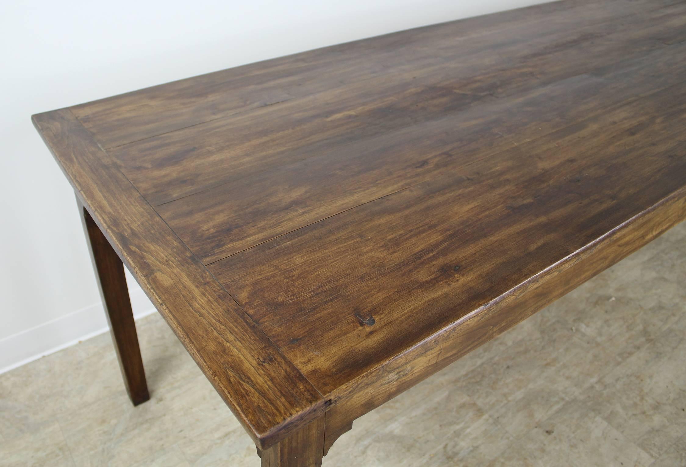 Beautifully Grained Elm Farm Table, Two Drawers 1