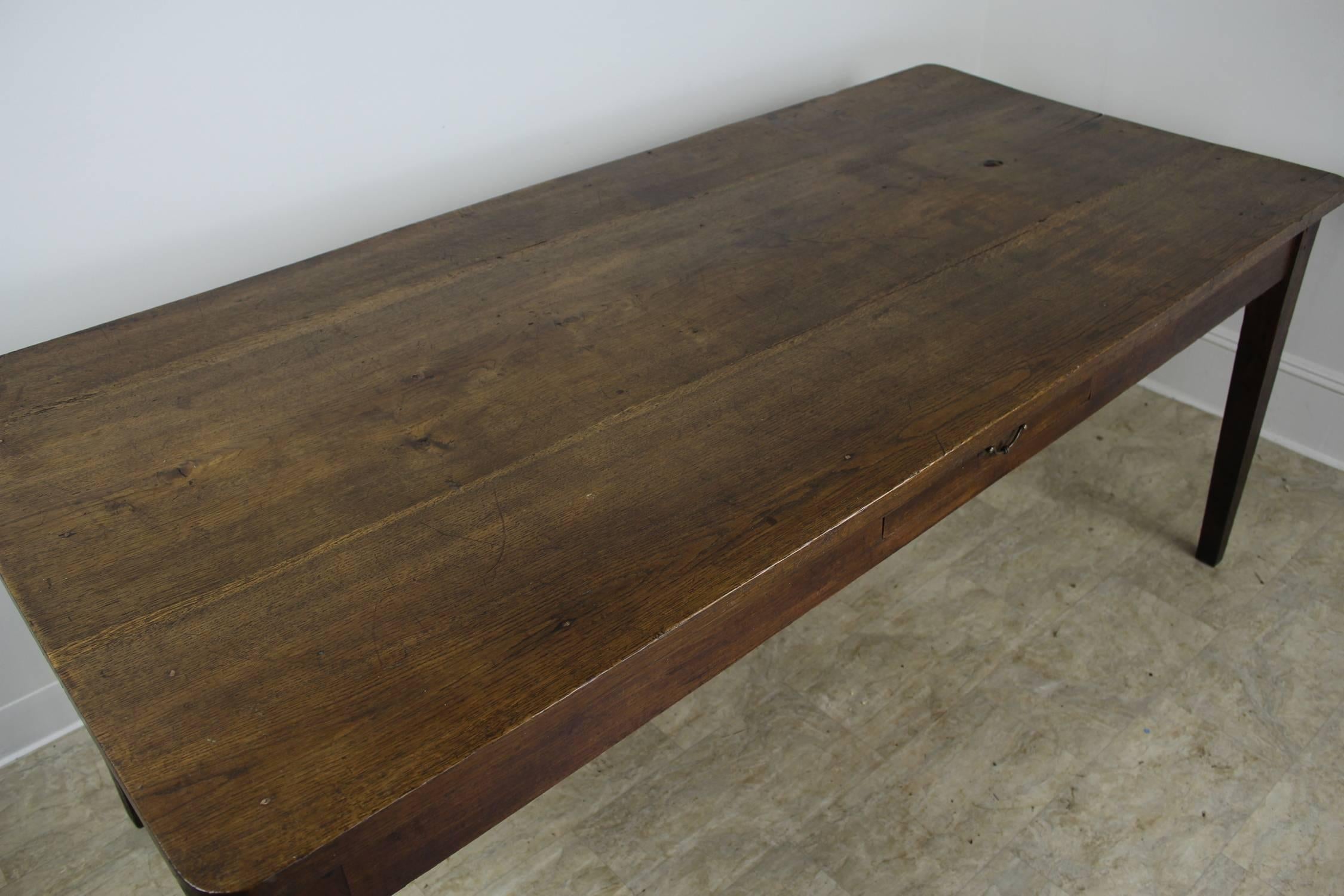 19th Century Antique French Thick Top Oak Farm Table For Sale