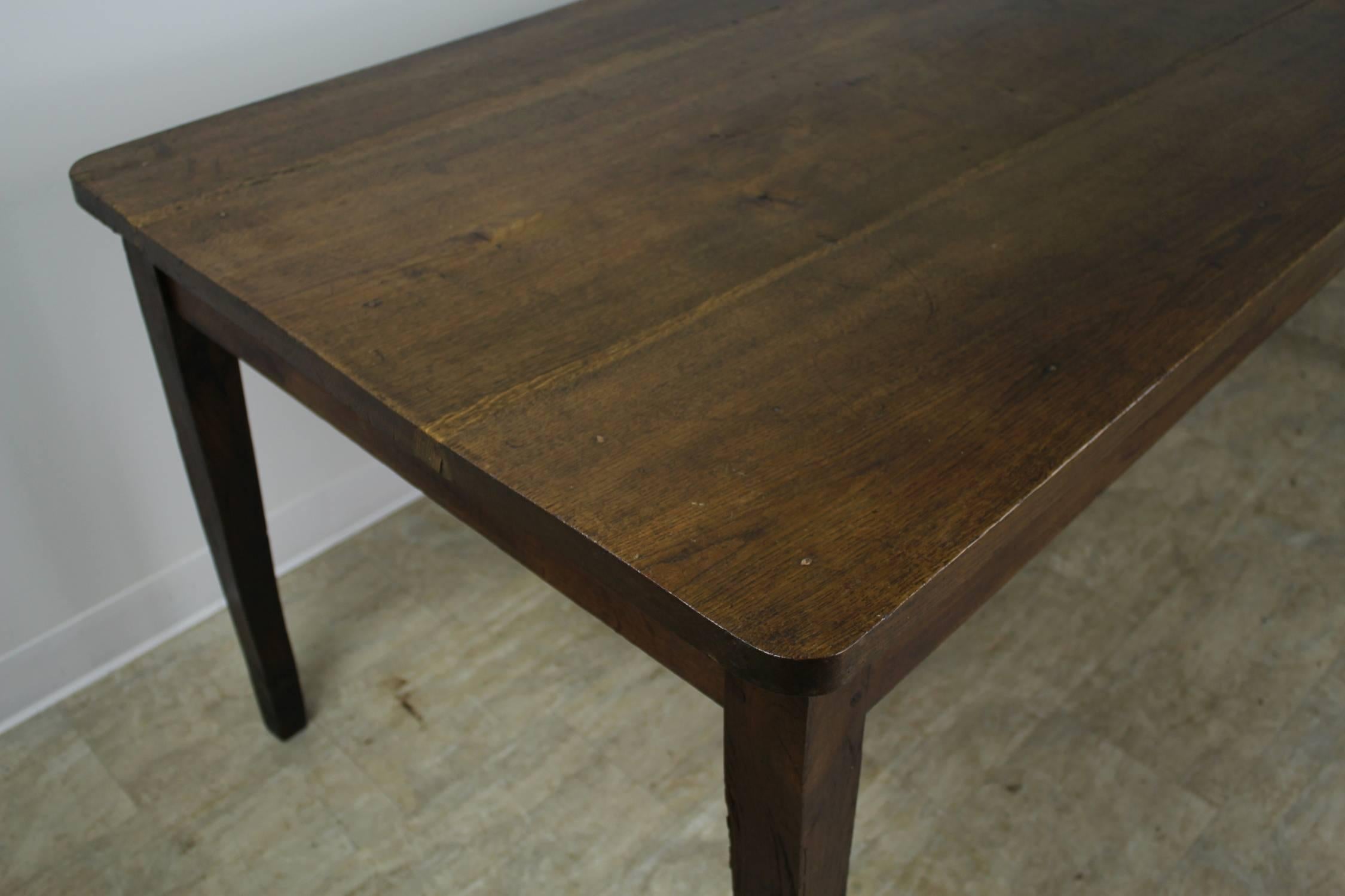 Antique French Thick Top Oak Farm Table For Sale 1