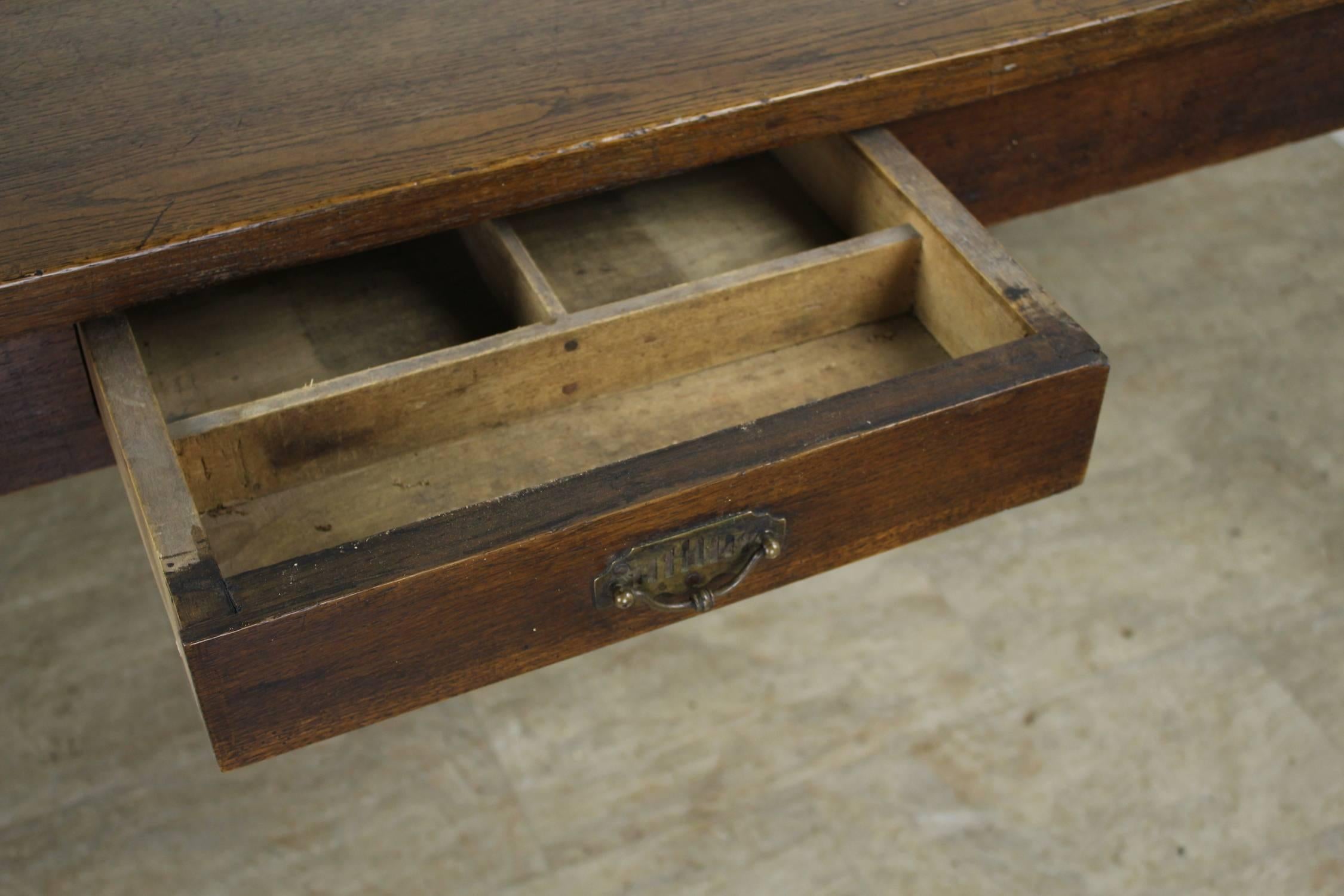 Antique French Thick Top Oak Farm Table For Sale 5